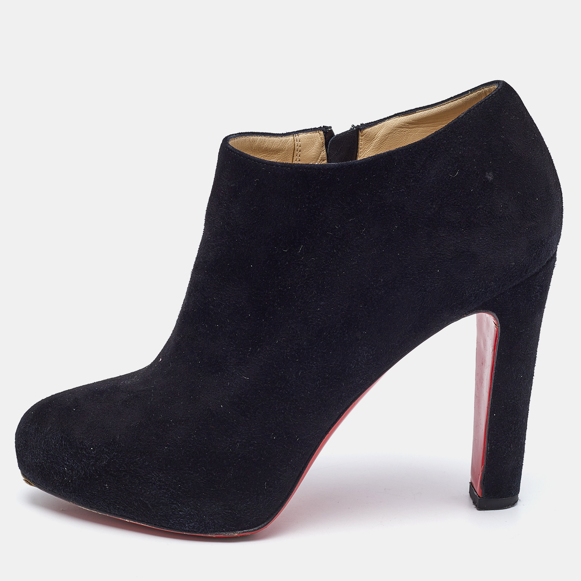 Christian Louboutin Black Suede Belle Ankle Boots Size 37.5