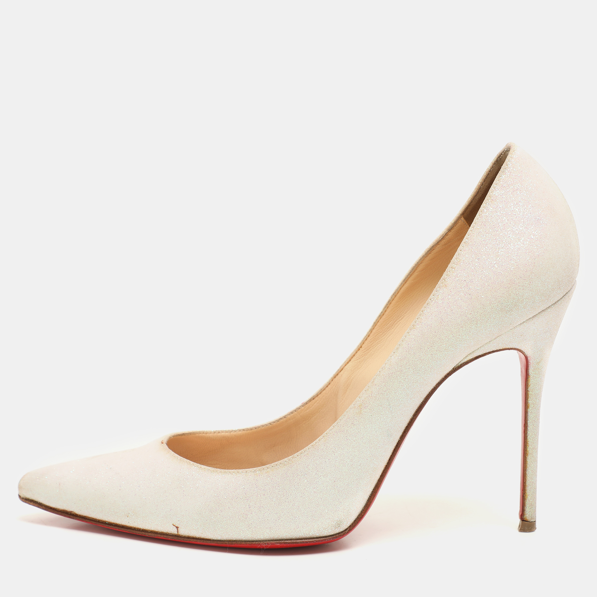 Christian Louboutin Metallic Beige Glitter Pigalle Pumps Size 39
Christian Louboutin Metallic Beige Glitter Pigalle Pumps Size 39