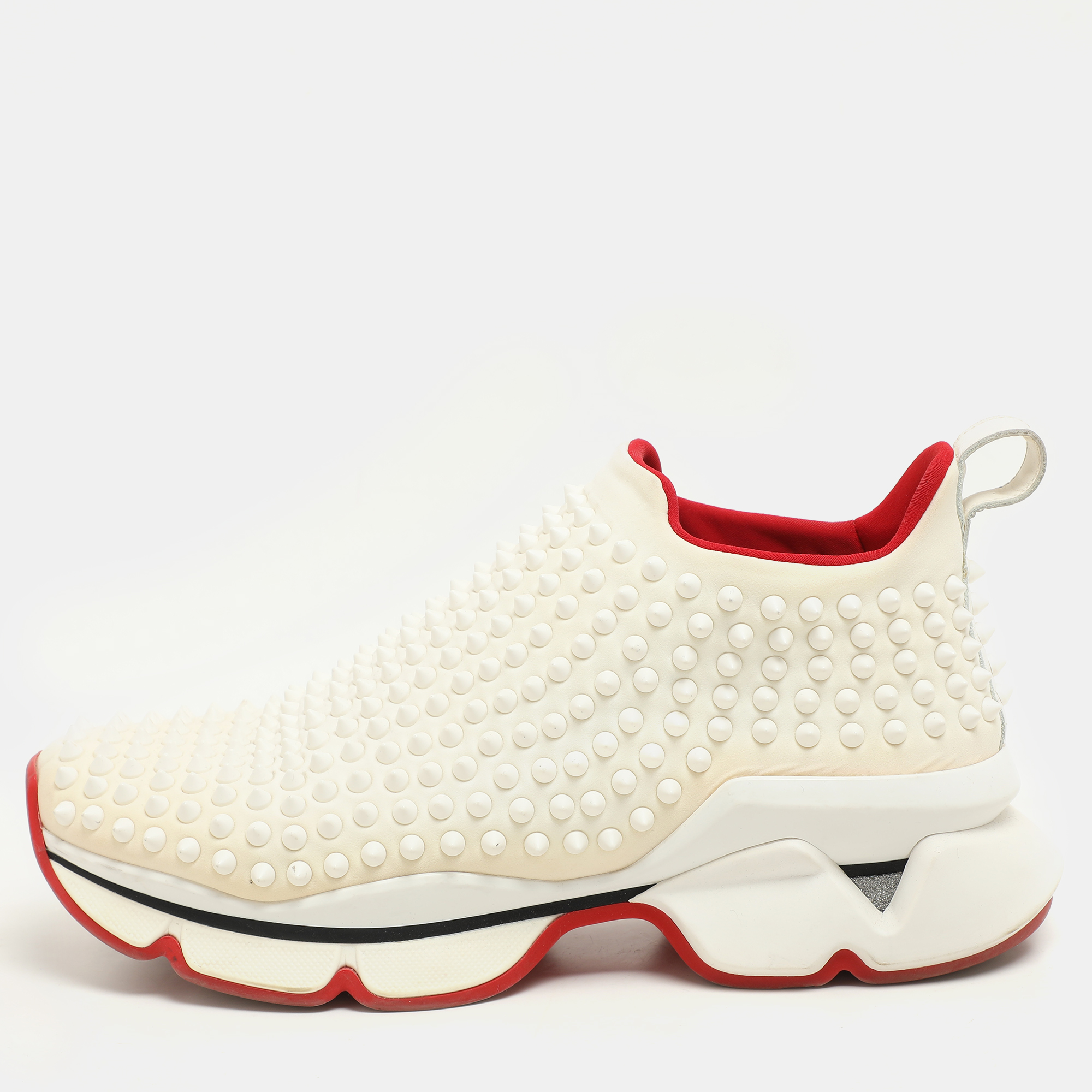 Christian Louboutin White Neoprene Spike Sock Slip On Platform Sneakers Size 39.5
Christian Louboutin White Neoprene Spike Sock Slip On Platform Sneakers Size 39.5