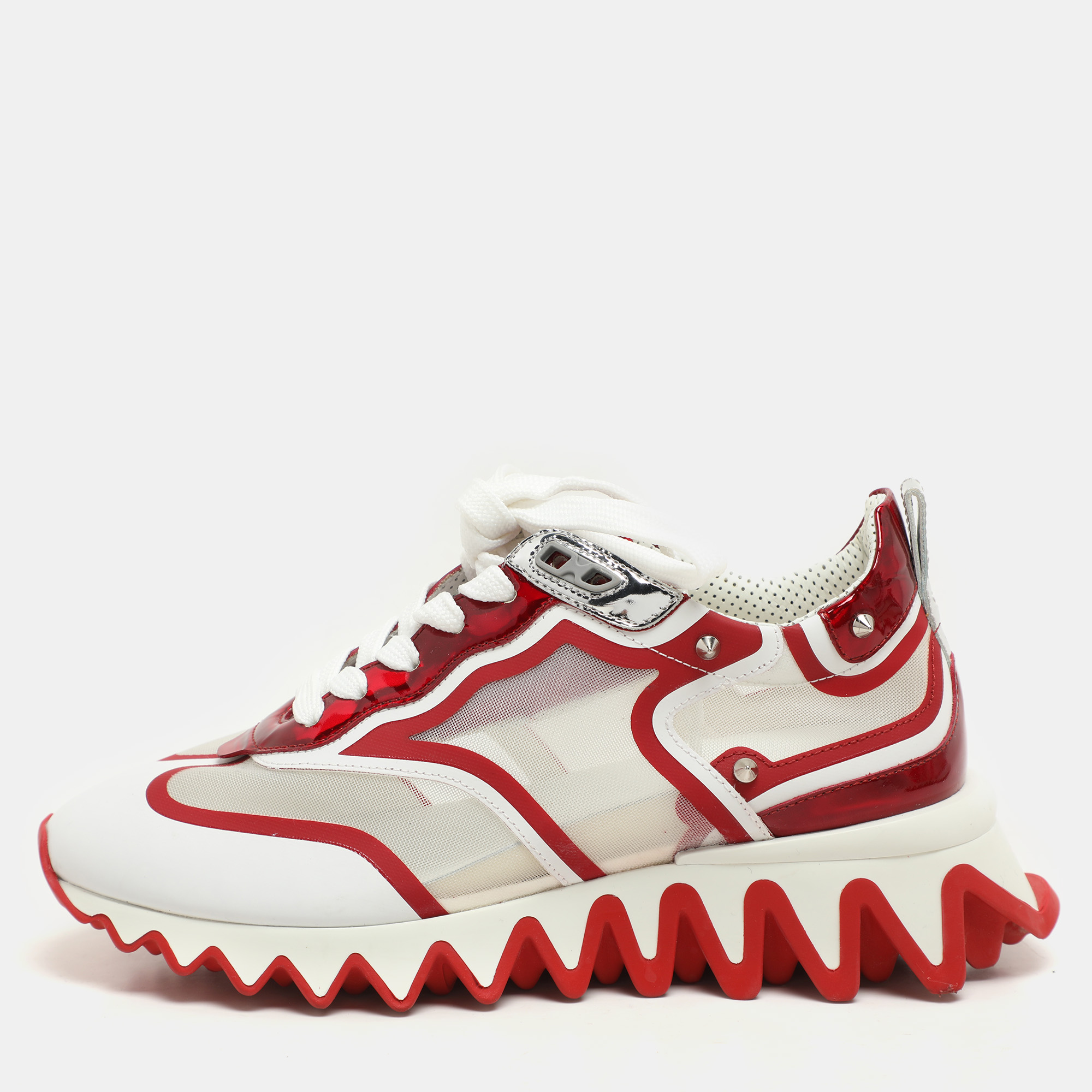 Christian Louboutin White/Red Leather and Mesh Sharkina Low Top Sneakers Size
Christian Louboutin White/Red Leather and Mesh Sharkina Low Top Sneakers Size