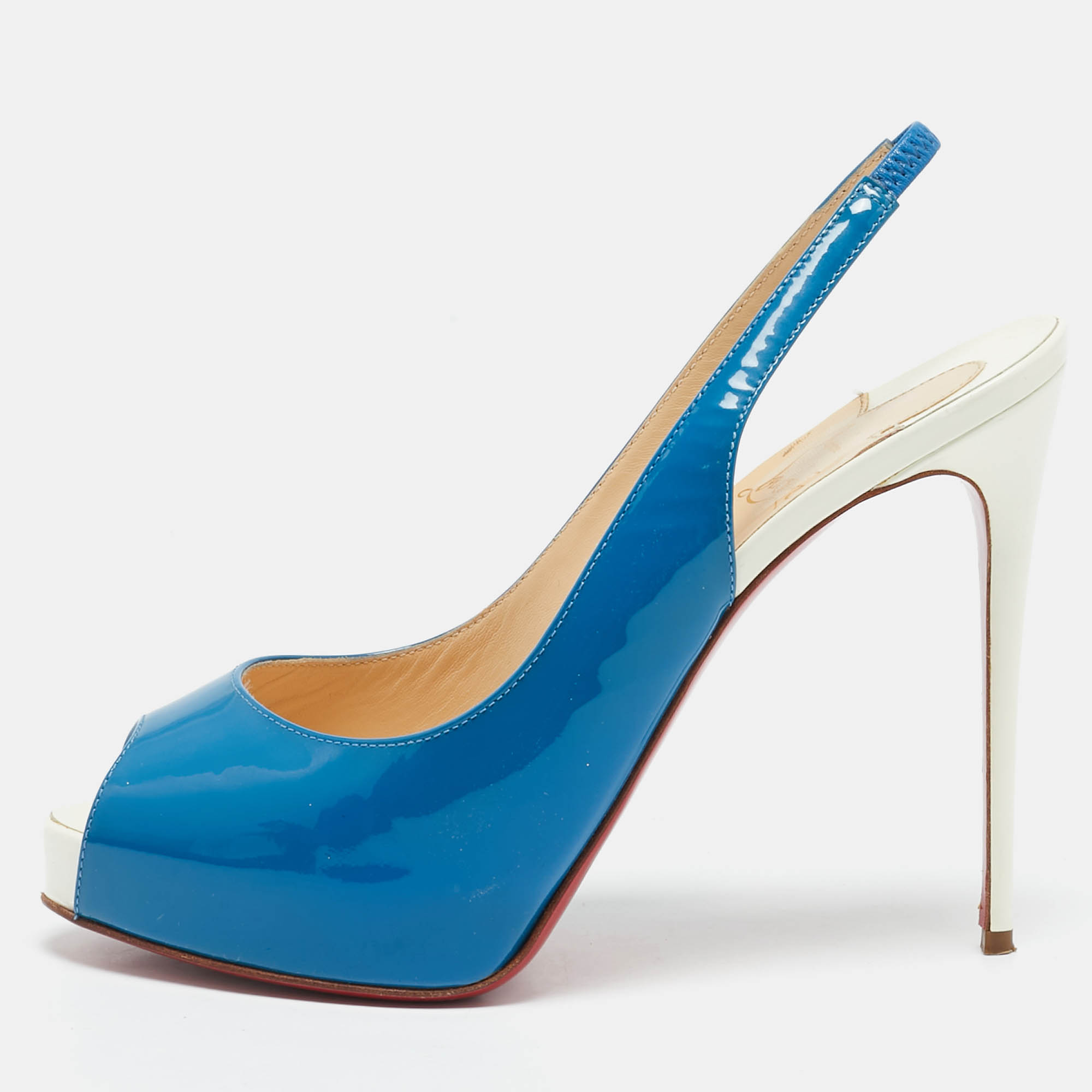 Christian Louboutin Blue/White Patent Leather Private Number Sandals Size
Christian Louboutin Blue/White Patent Leather Private Number Sandals Size