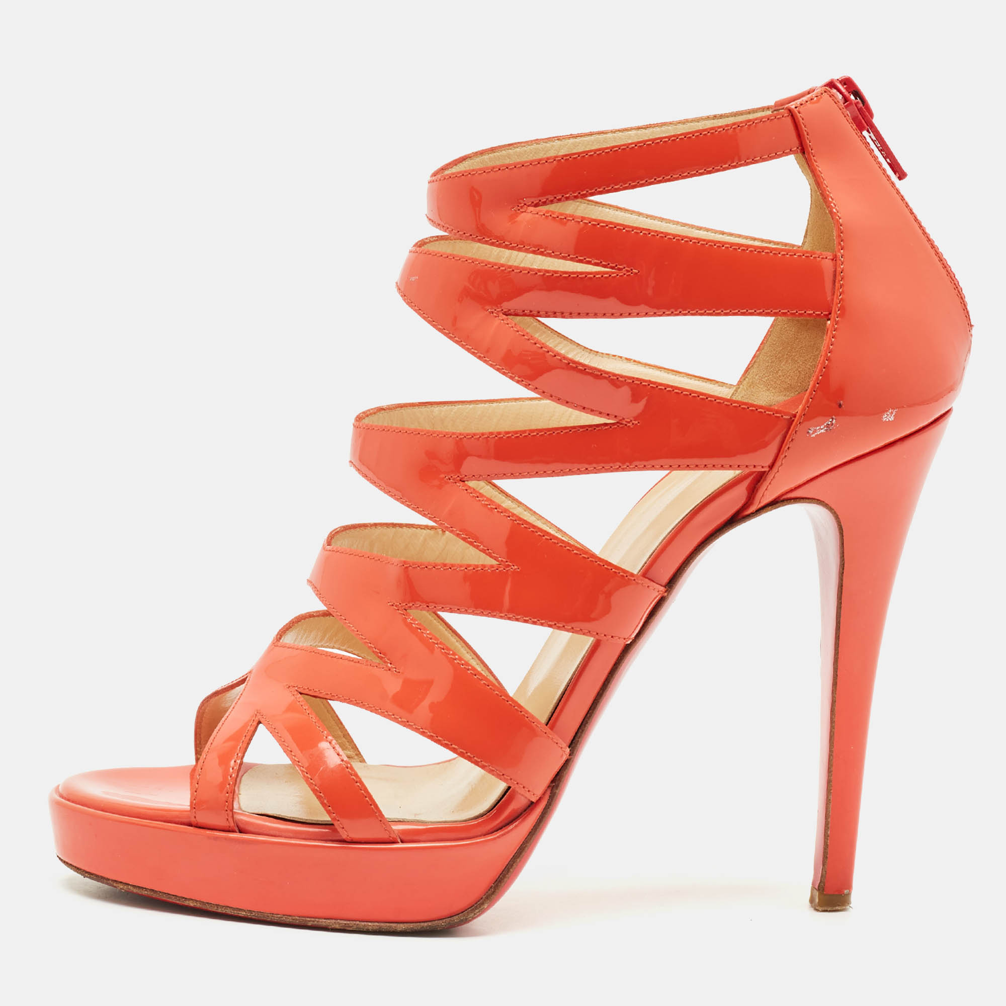Christian Louboutin Orange Patent Leather Fernando Platform Sandals Size
Christian Louboutin Orange Patent Leather Fernando Platform Sandals Size