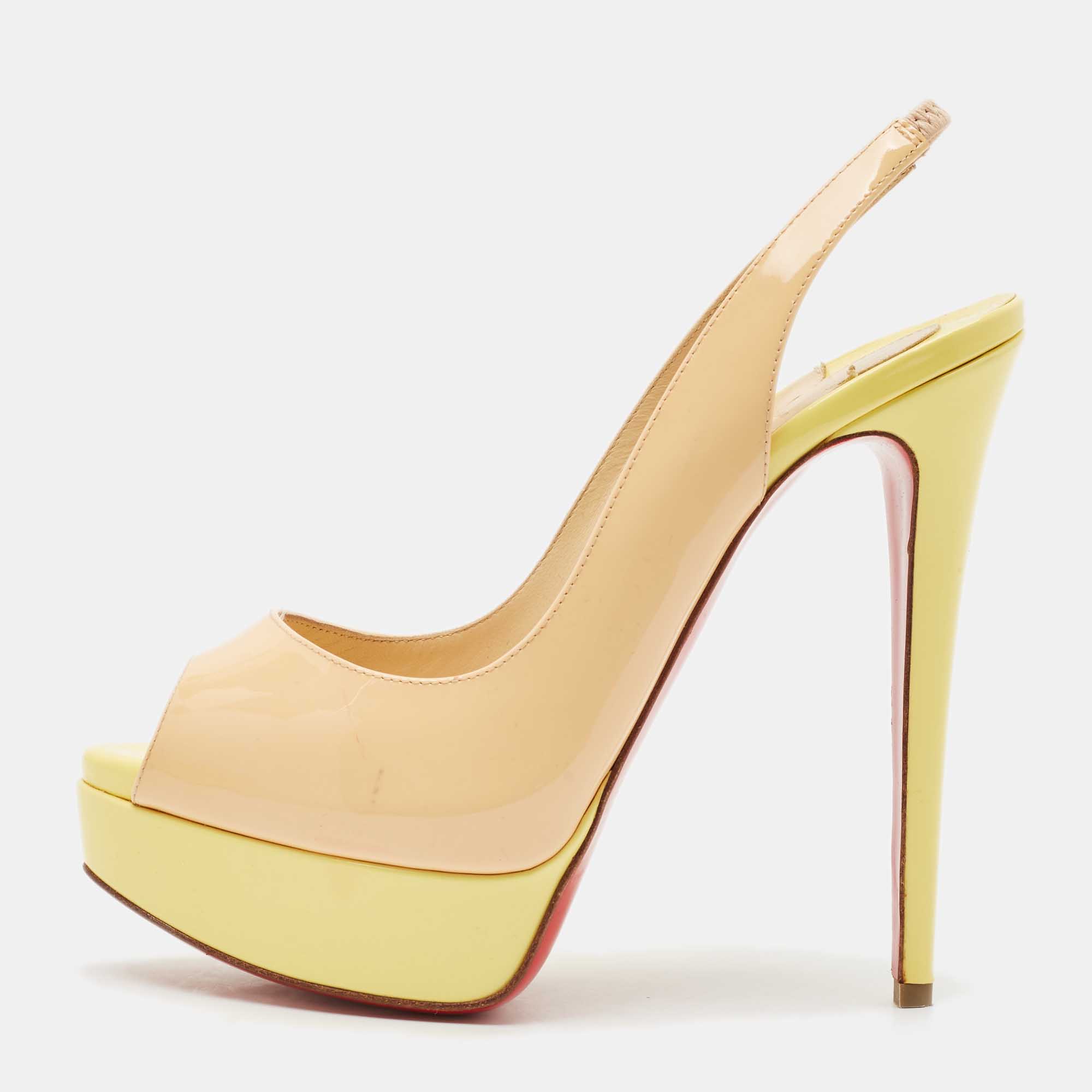 Christian Louboutin Multicolor Patent Leather Lady Peep Slingback Pumps Size
Christian Louboutin Multicolor Patent Leather Lady Peep Slingback Pumps Size