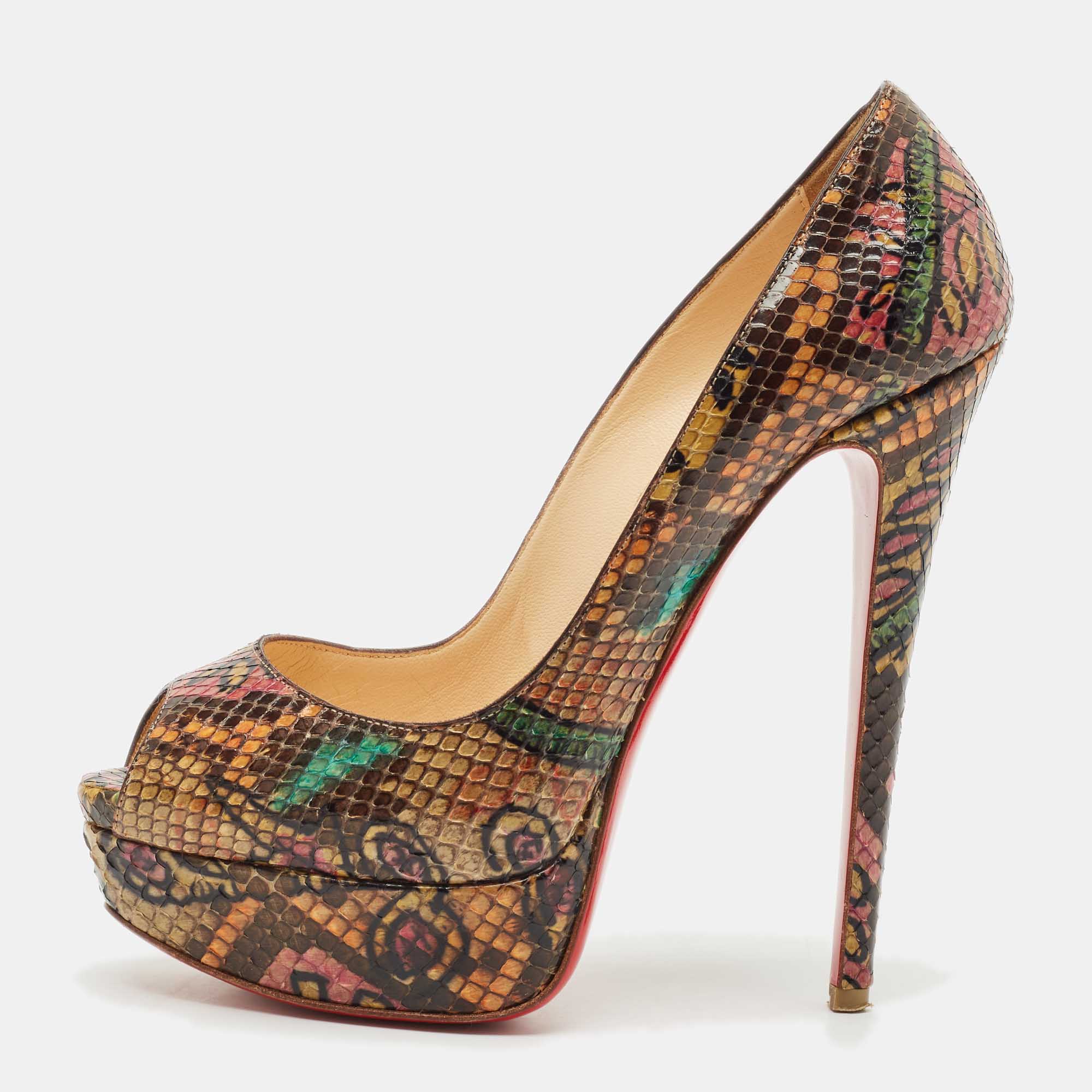 Christian Louboutin Multicolor Python Leather Lady Peep Toe Platform Pumps Size
Christian Louboutin Multicolor Python Leather Lady Peep Toe Platform Pumps Size