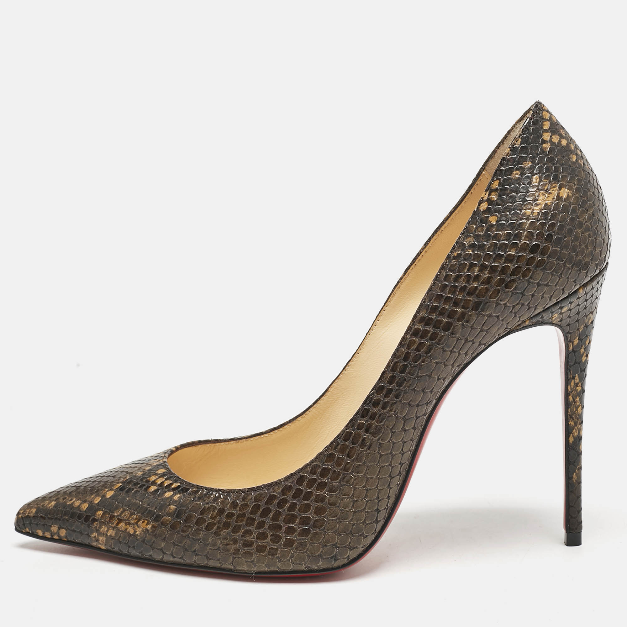 Christian Louboutin Dark Brown Python Embossed Leather So Kate Pumps Size
Christian Louboutin Dark Brown Python Embossed Leather So Kate Pumps Size