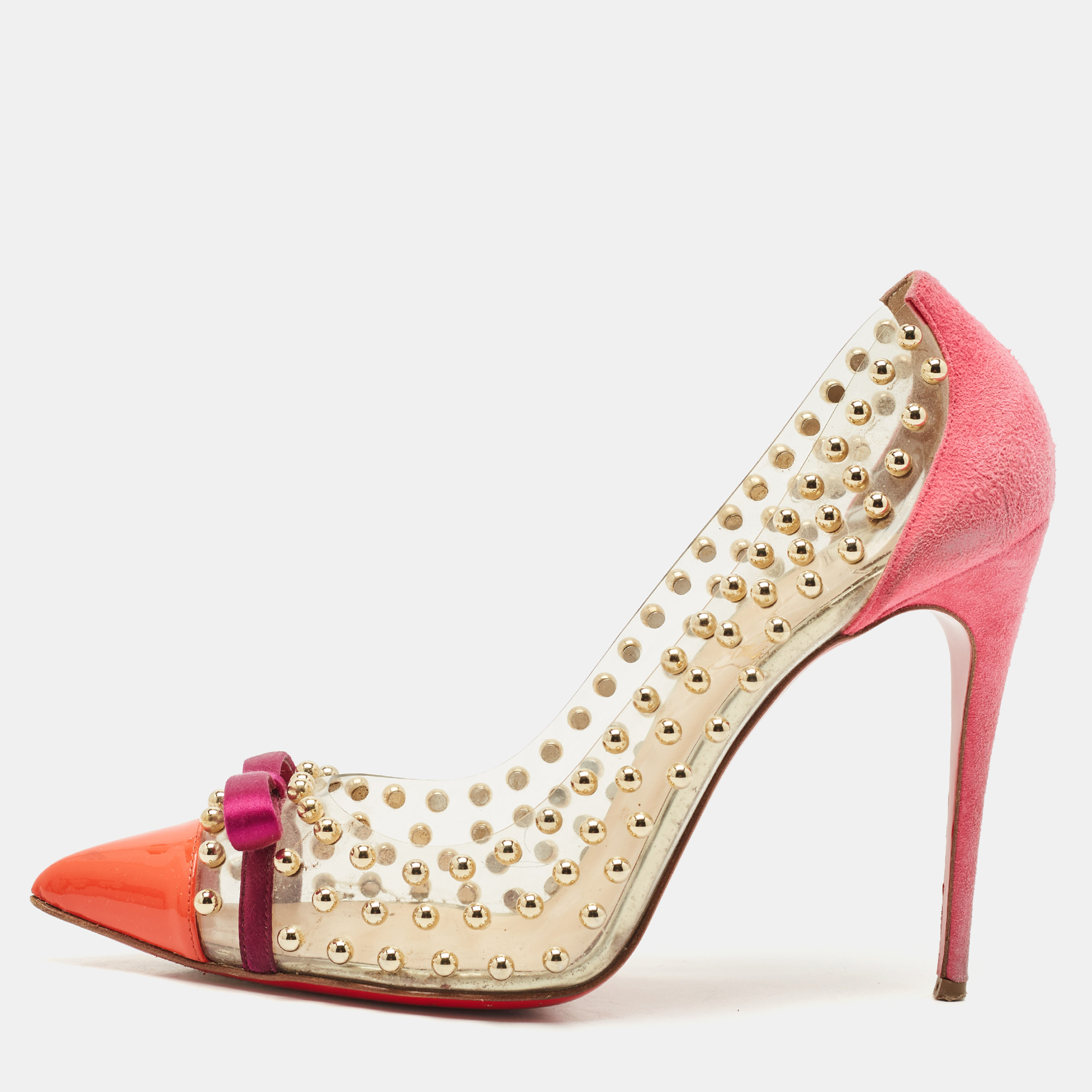 Christian Louboutin Multicolor PVC and Suede Studded Bille Et Boule Pumps Size
Christian Louboutin Multicolor PVC and Suede Studded Bille Et Boule Pumps Size