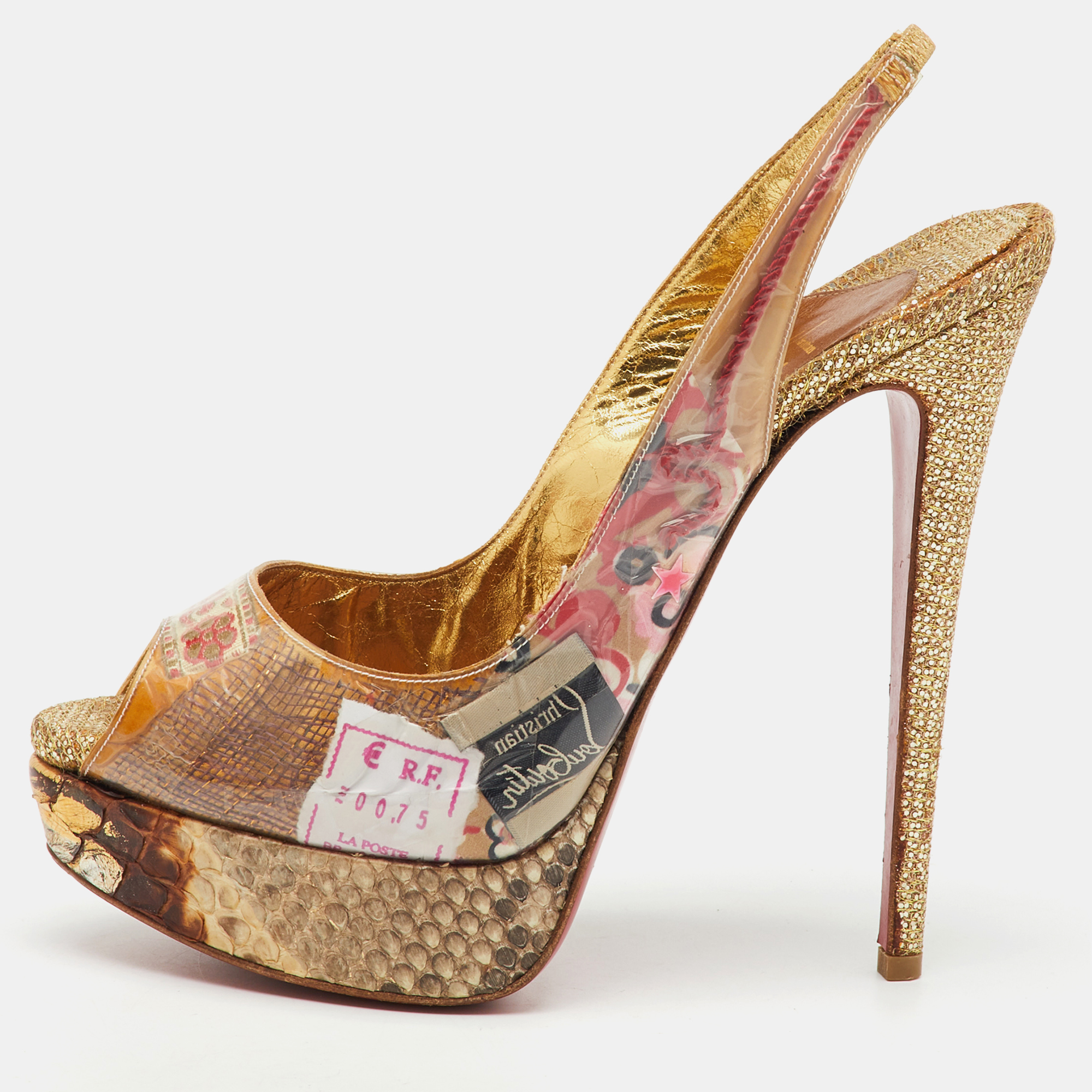 Christian Louboutin Multicolor PVC and Python Eco Trash Peep Toe Platform Slingback Sandals Size
Christian Louboutin Multicolor PVC and Python Eco Trash Peep Toe Platform Slingback Sandals Size
