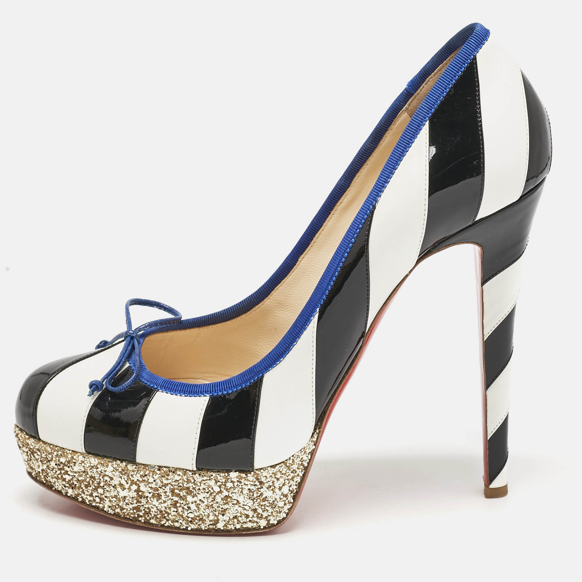 Christian Louboutin White/Black Striped Patent and Leather Foraine Pumps Size
Christian Louboutin White/Black Striped Patent and Leather Foraine Pumps Size