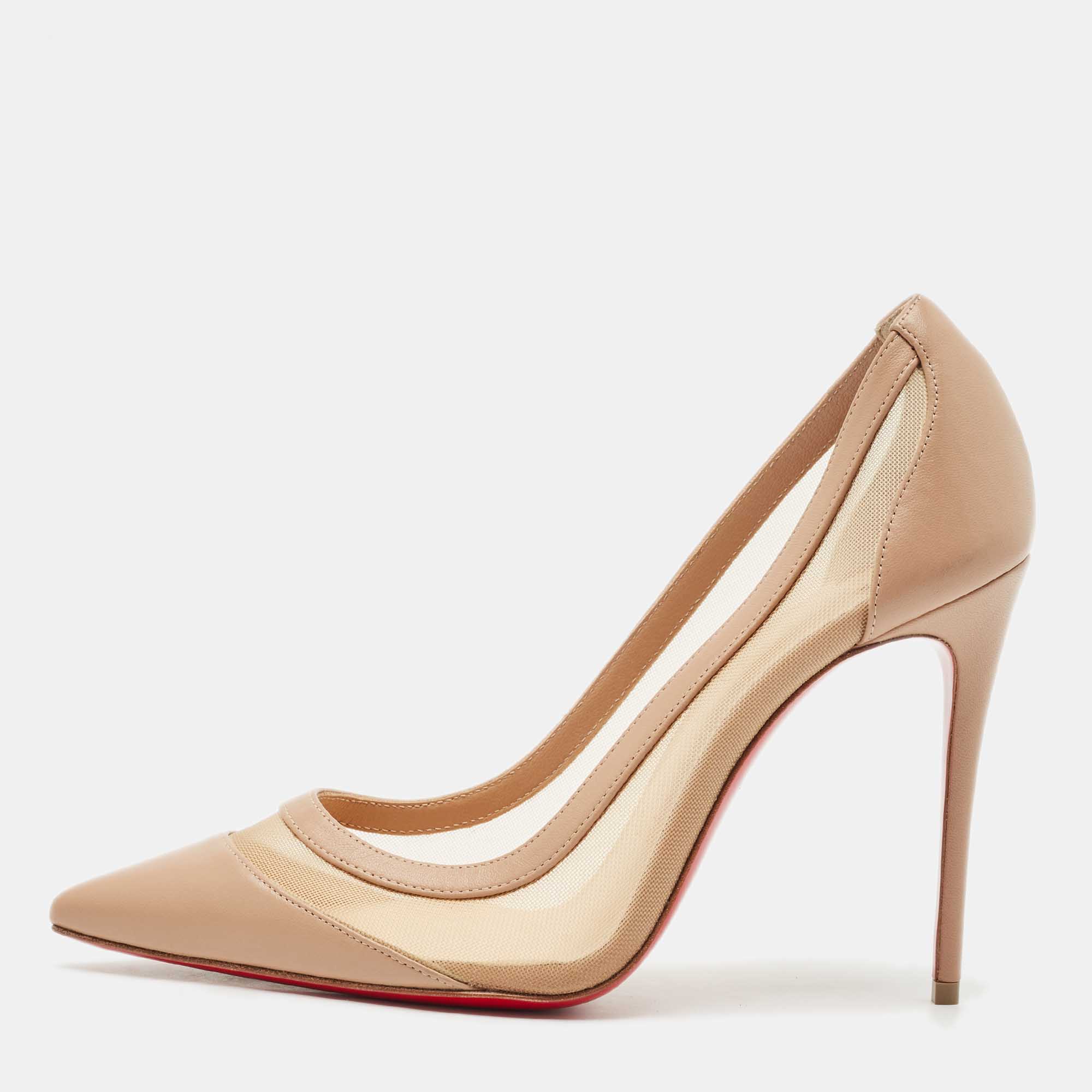 Christian Louboutin Beige Leather and Mesh Galativi Pointed Toe Pumps Size
Christian Louboutin Beige Leather and Mesh Galativi Pointed Toe Pumps Size