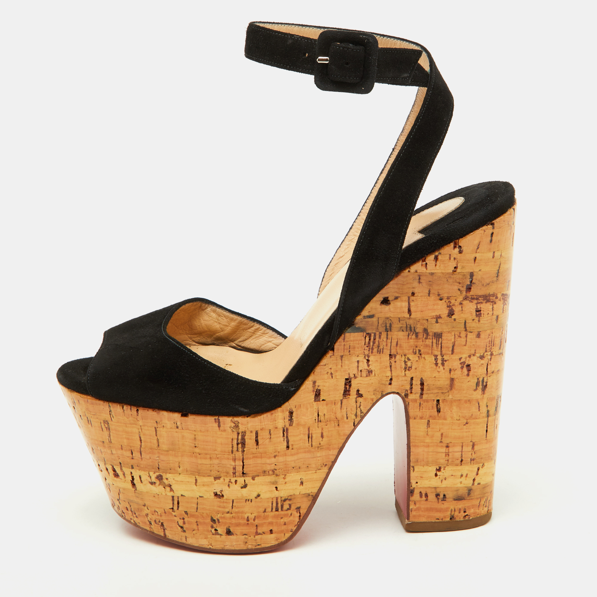 Christian Louboutin Black Suede Super Dombasle Platform Cork Wedge Ankle Strap Sandals Size
Christian Louboutin Black Suede Super Dombasle Platform Cork Wedge Ankle Strap Sandals Size