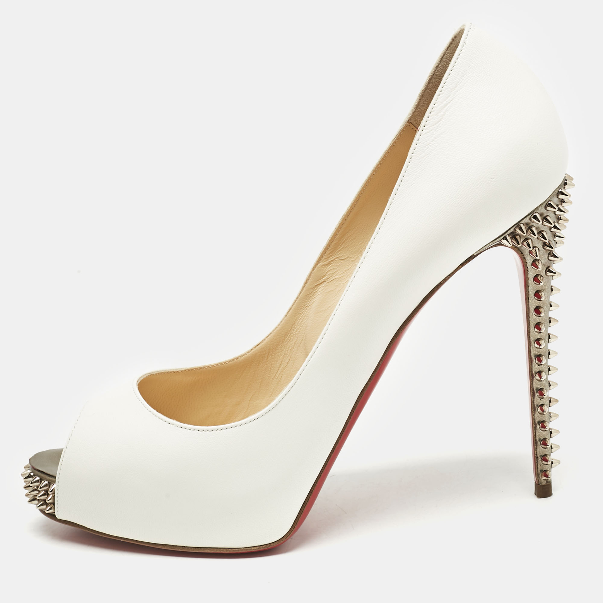 Christian Louboutin White Leather New Very Privé Peep Toe Platform Pumps Size
Christian Louboutin White Leather New Very Privé Peep Toe Platform Pumps Size