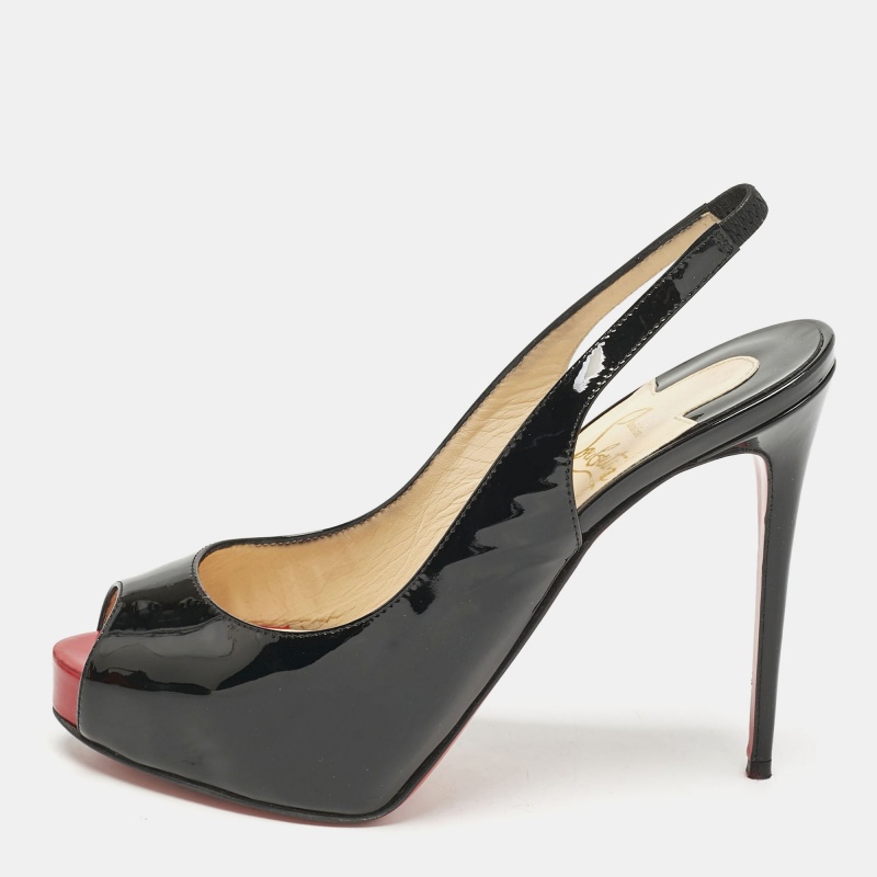 Christian Louboutin Black Patent Leather Private Number Peep Toe Pumps Size
Christian Louboutin Black Patent Leather Private Number Peep Toe Pumps Size