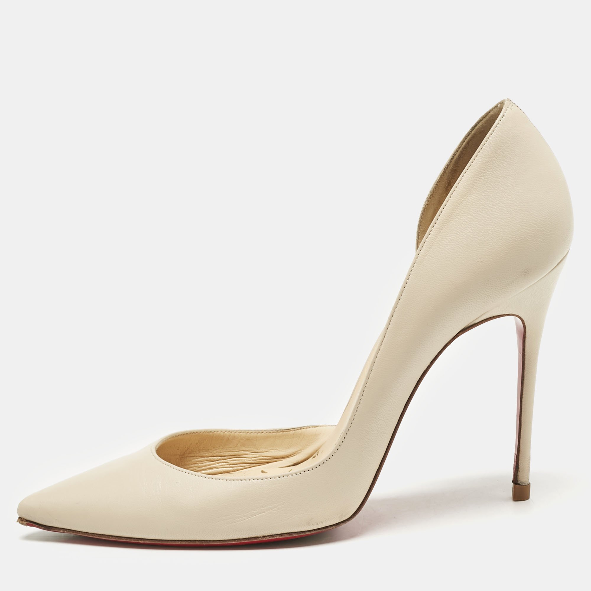 Christian Louboutin Cream Leather Iriza Pointed Toe D'orsay Pumps Size
Christian Louboutin Cream Leather Iriza Pointed Toe D'orsay Pumps Size