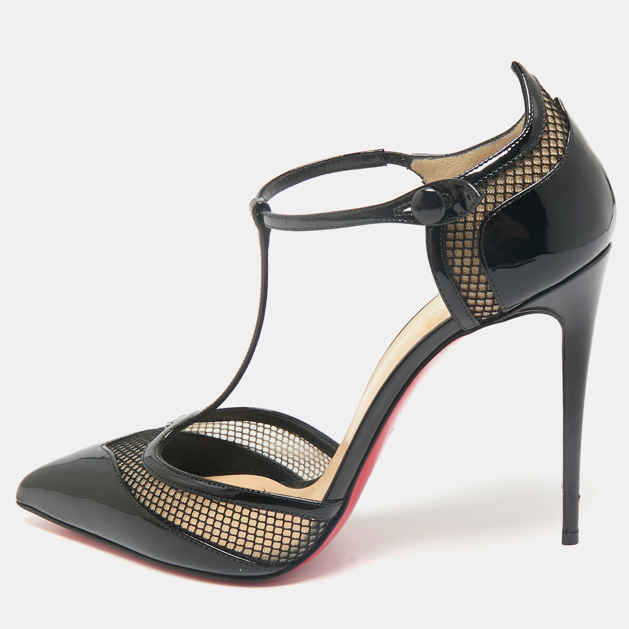 Christian Louboutin Black Patent Leather and Mesh Mrs. Early Pumps Size
Christian Louboutin Black Patent Leather and Mesh Mrs. Early Pumps Size