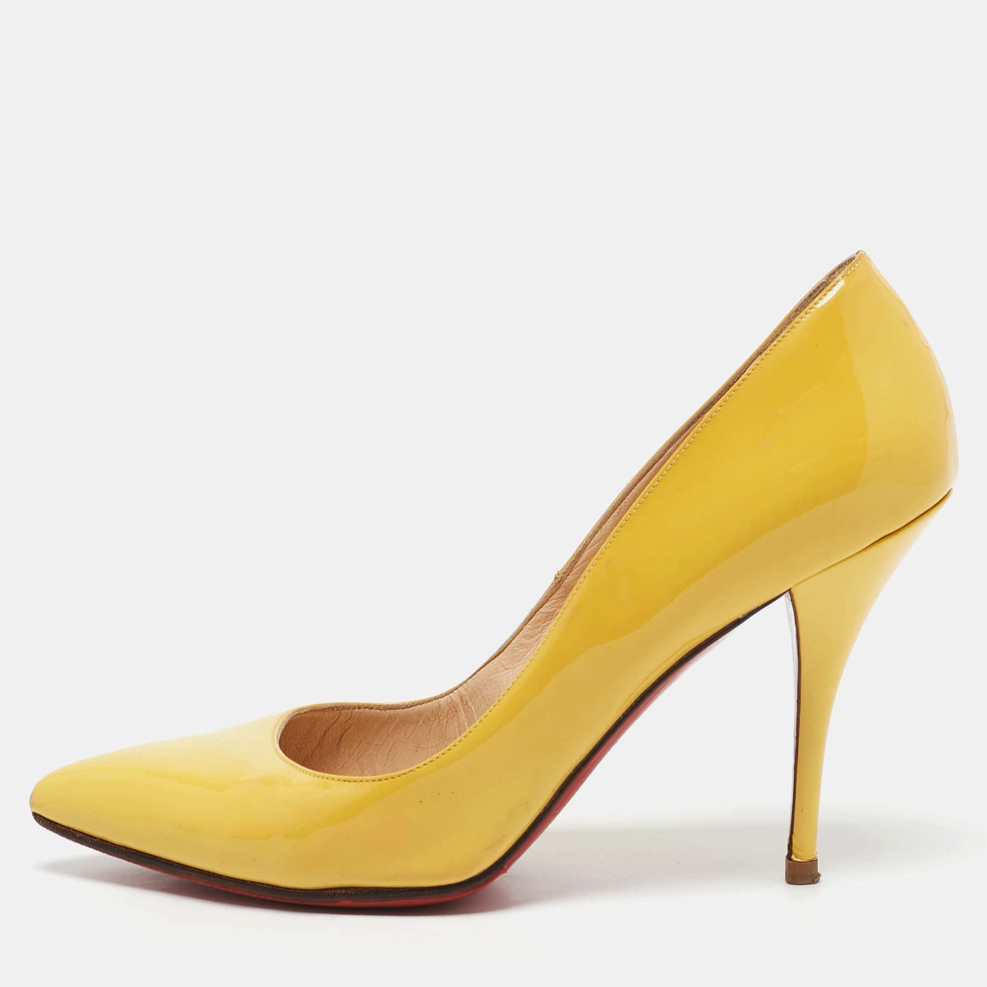 Christian Louboutin Yellow Patent Leather Pigalle Pointed Toe Pumps Size
Christian Louboutin Yellow Patent Leather Pigalle Pointed Toe Pumps Size