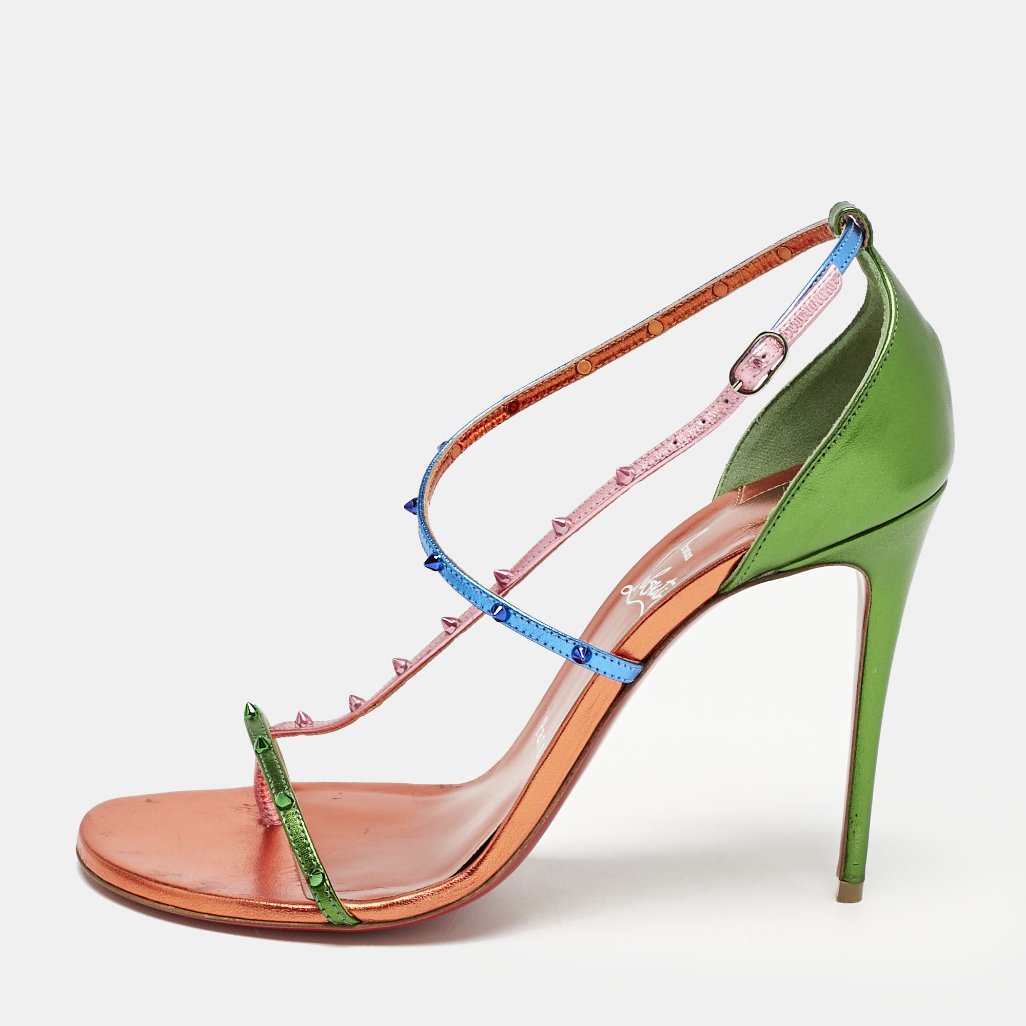 Christian Louboutin Metallic Multicolor Leather Riojana Spikes Sandals Size
Christian Louboutin Metallic Multicolor Leather Riojana Spikes Sandals Size