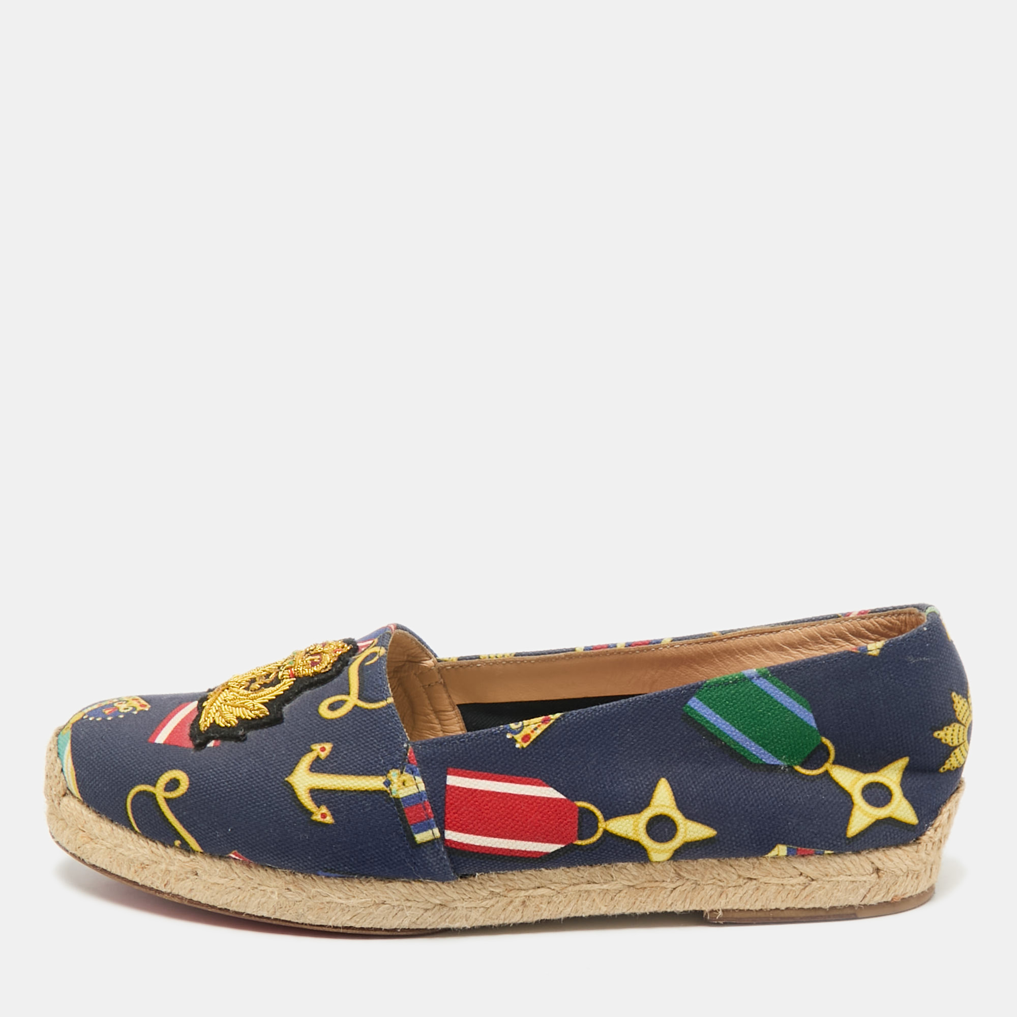 Christian Louboutin Navy Blue Medal Printed Canvas Galia Espadrille Flats Size
Christian Louboutin Navy Blue Medal Printed Canvas Galia Espadrille Flats Size