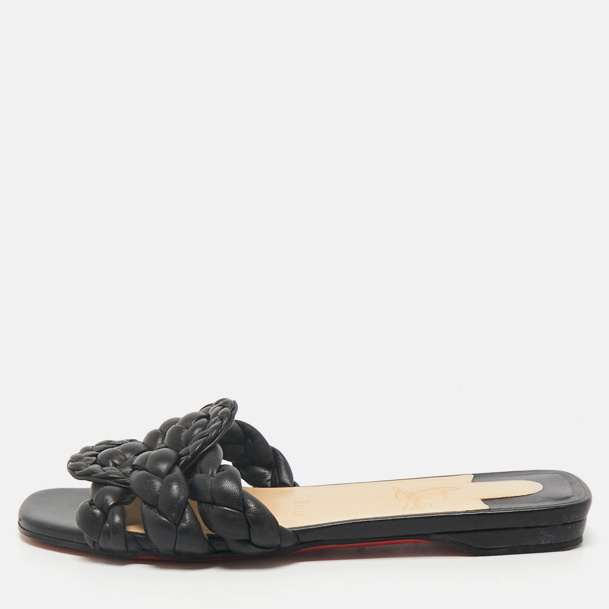 Christian Louboutin Black Woven Leather Marmella Flat Slides Size
Christian Louboutin Black Woven Leather Marmella Flat Slides Size