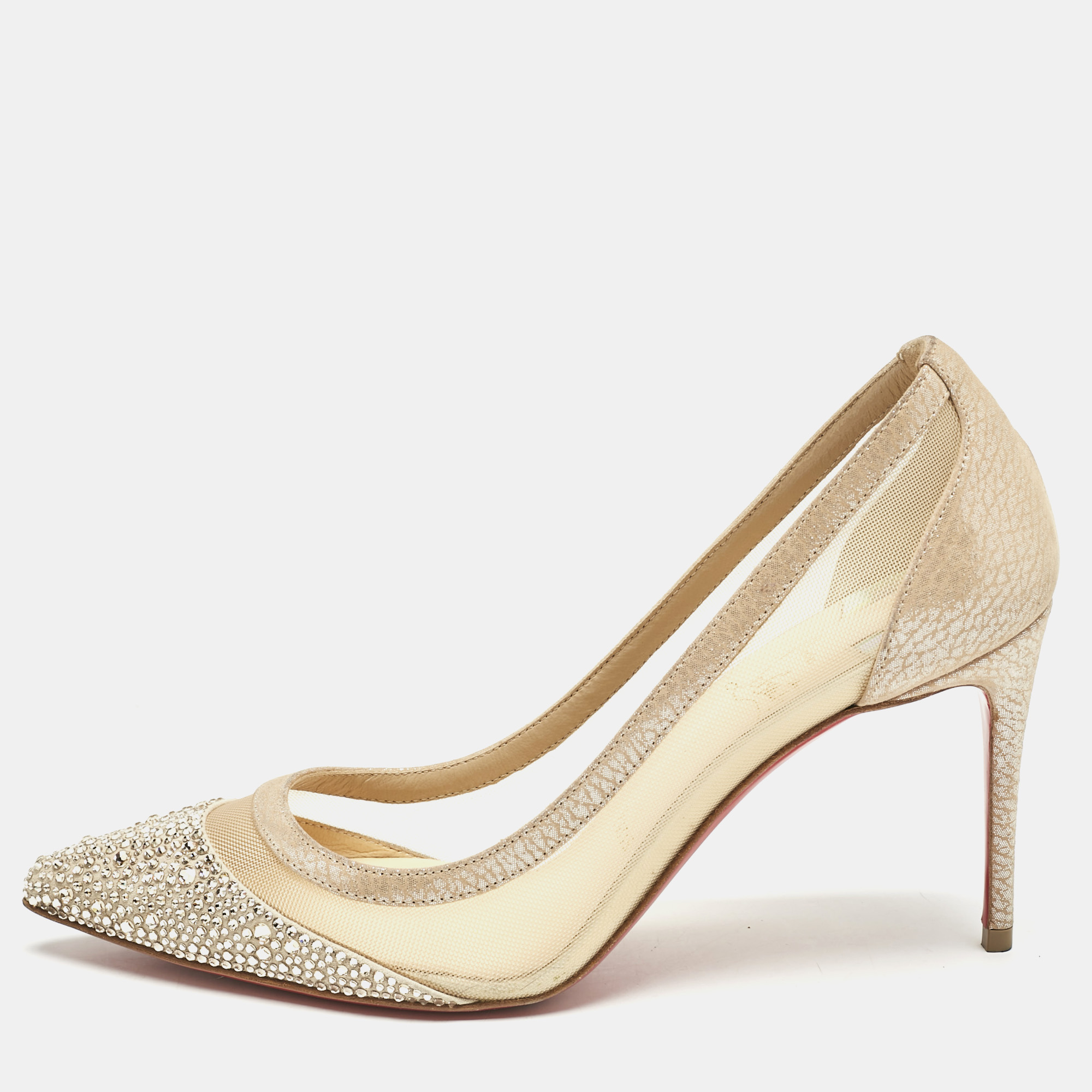 Christian Louboutin Beige Mesh and Suede Galativi Follies Strass Pumps Size
Christian Louboutin Beige Mesh and Suede Galativi Follies Strass Pumps Size