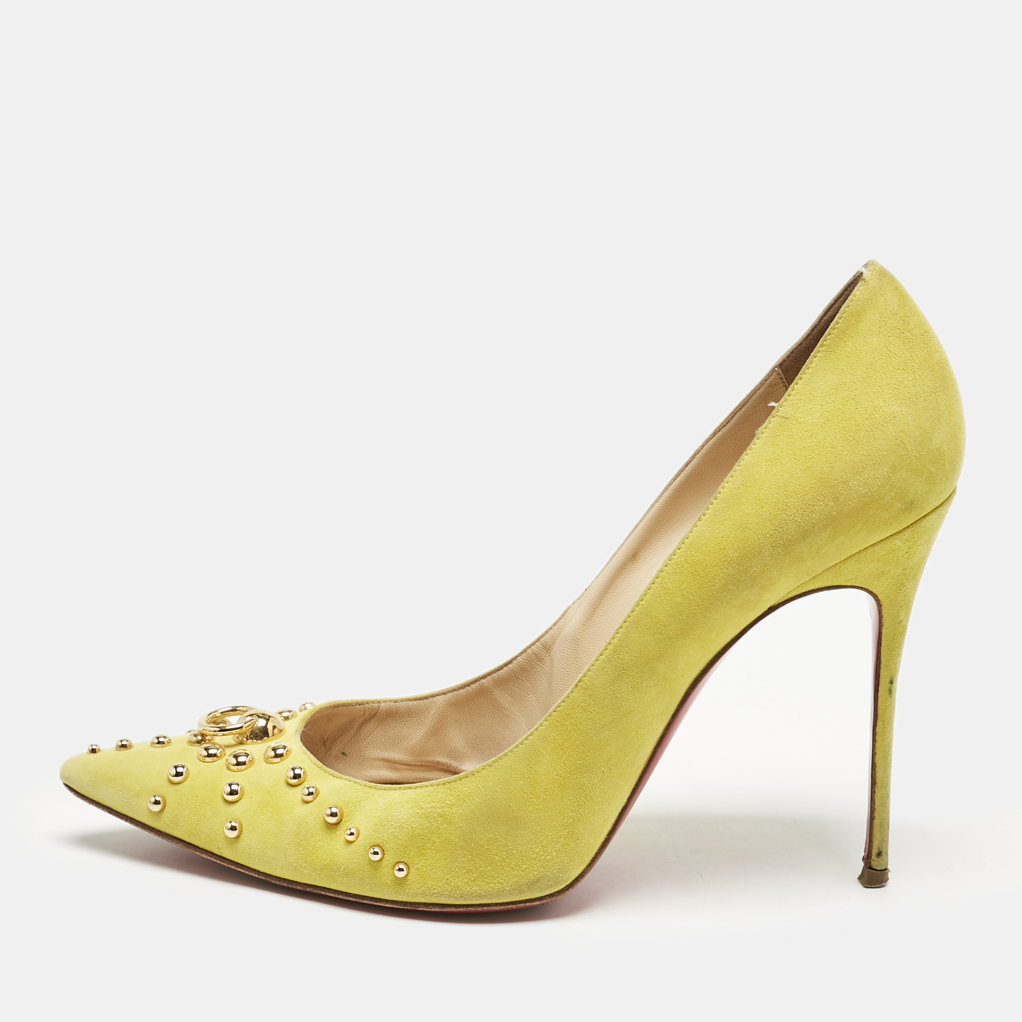 Christian Louboutin Neon Yellow Suede Door Knock Studded Pointed Toe Pumps Size
Christian Louboutin Neon Yellow Suede Door Knock Studded Pointed Toe Pumps Size