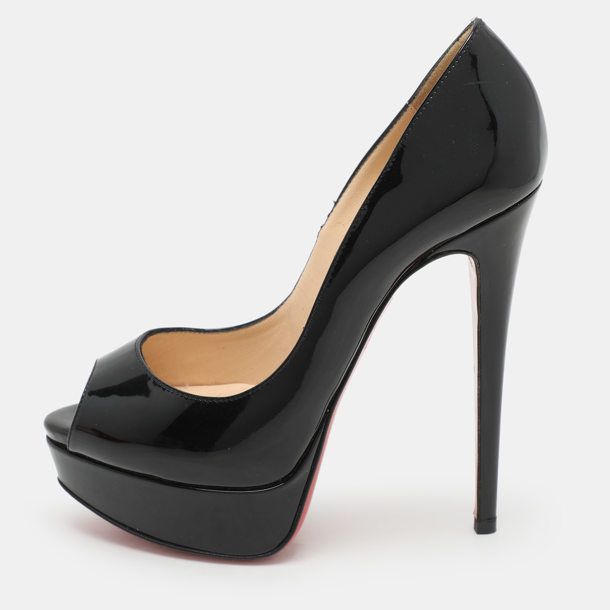 Christian Louboutin Black Patent Leather Lady Peep Platform Pumps Size
Christian Louboutin Black Patent Leather Lady Peep Platform Pumps Size