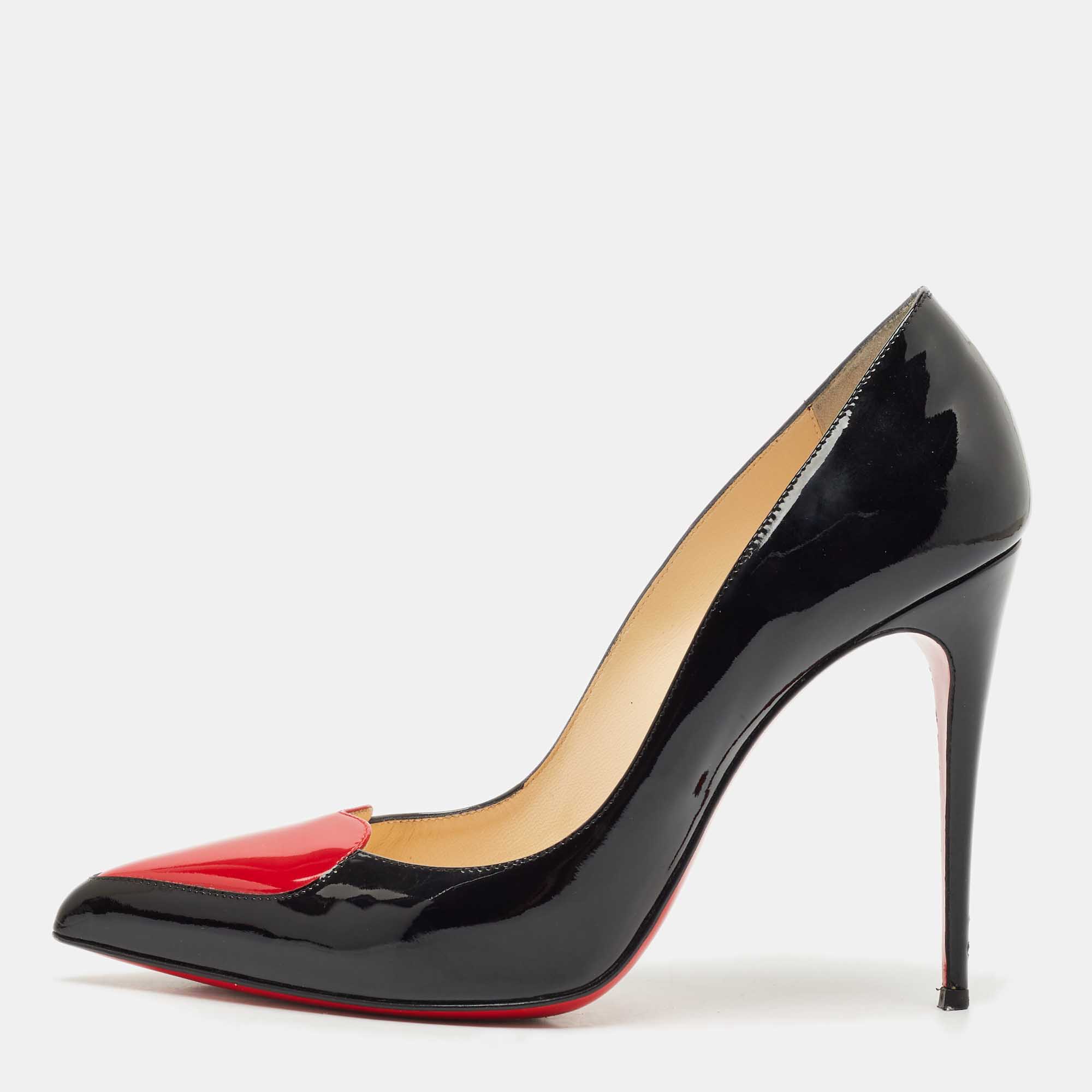 Christian Louboutin Black Patent Leather Doracora Red Heart Pumps Size
Christian Louboutin Black Patent Leather Doracora Red Heart Pumps Size