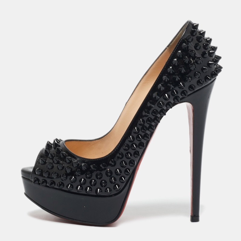 Christian Louboutin Black Patent Leather Lady Peep Spikes Pumps Size
Christian Louboutin Black Patent Leather Lady Peep Spikes Pumps Size