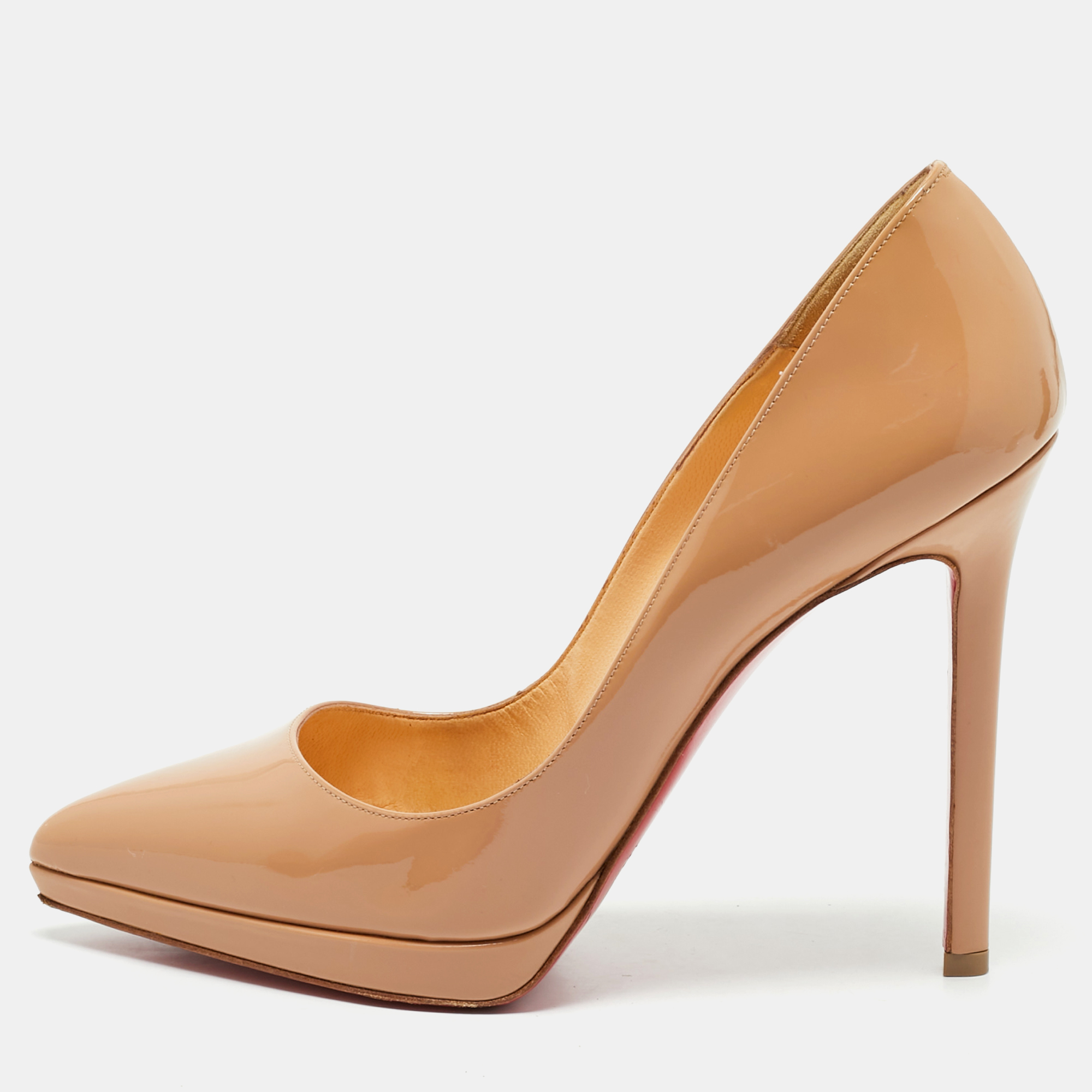 Christian Louboutin Beige Patent Leather Pigalle Plato Pumps Size
Christian Louboutin Beige Patent Leather Pigalle Plato Pumps Size