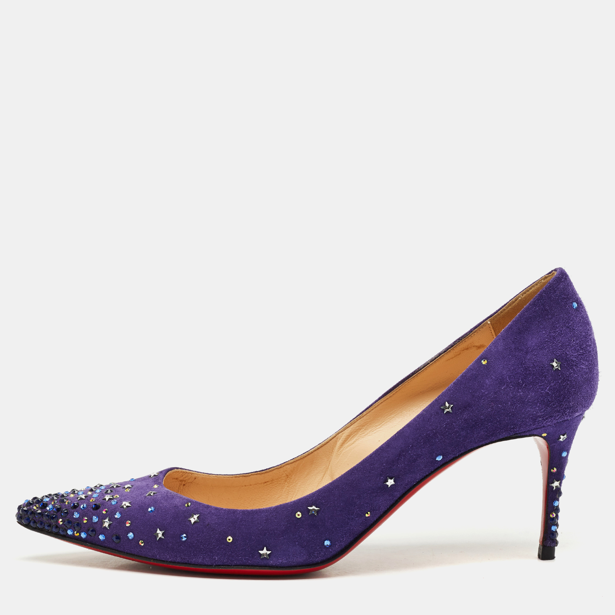Christian Louboutin Purple Suede Crystal Embellished Gravitanita Pumps Size
Christian Louboutin Purple Suede Crystal Embellished Gravitanita Pumps Size