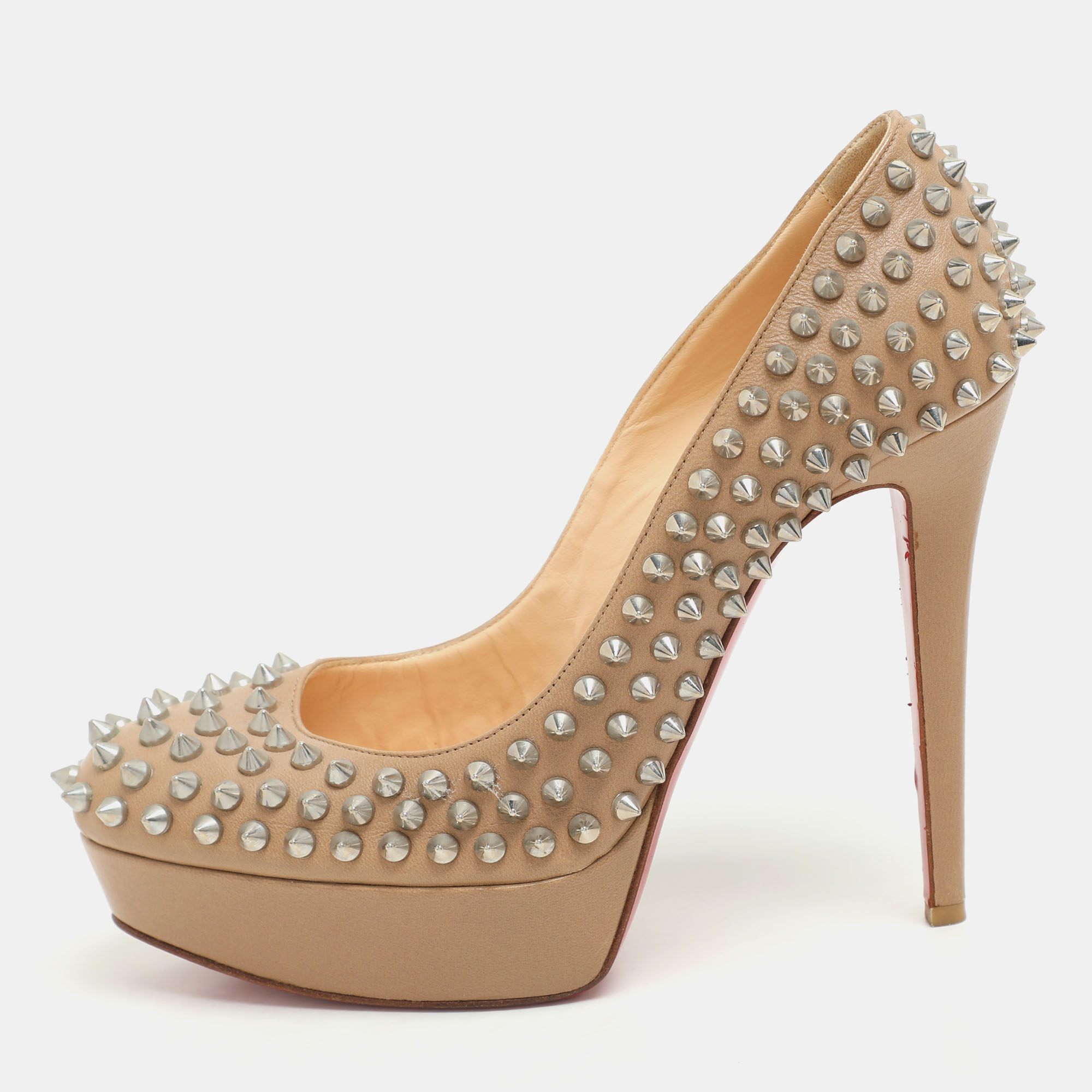 Christian Louboutin Beige Leather Bianca Spike Platform Pumps Size
Christian Louboutin Beige Leather Bianca Spike Platform Pumps Size