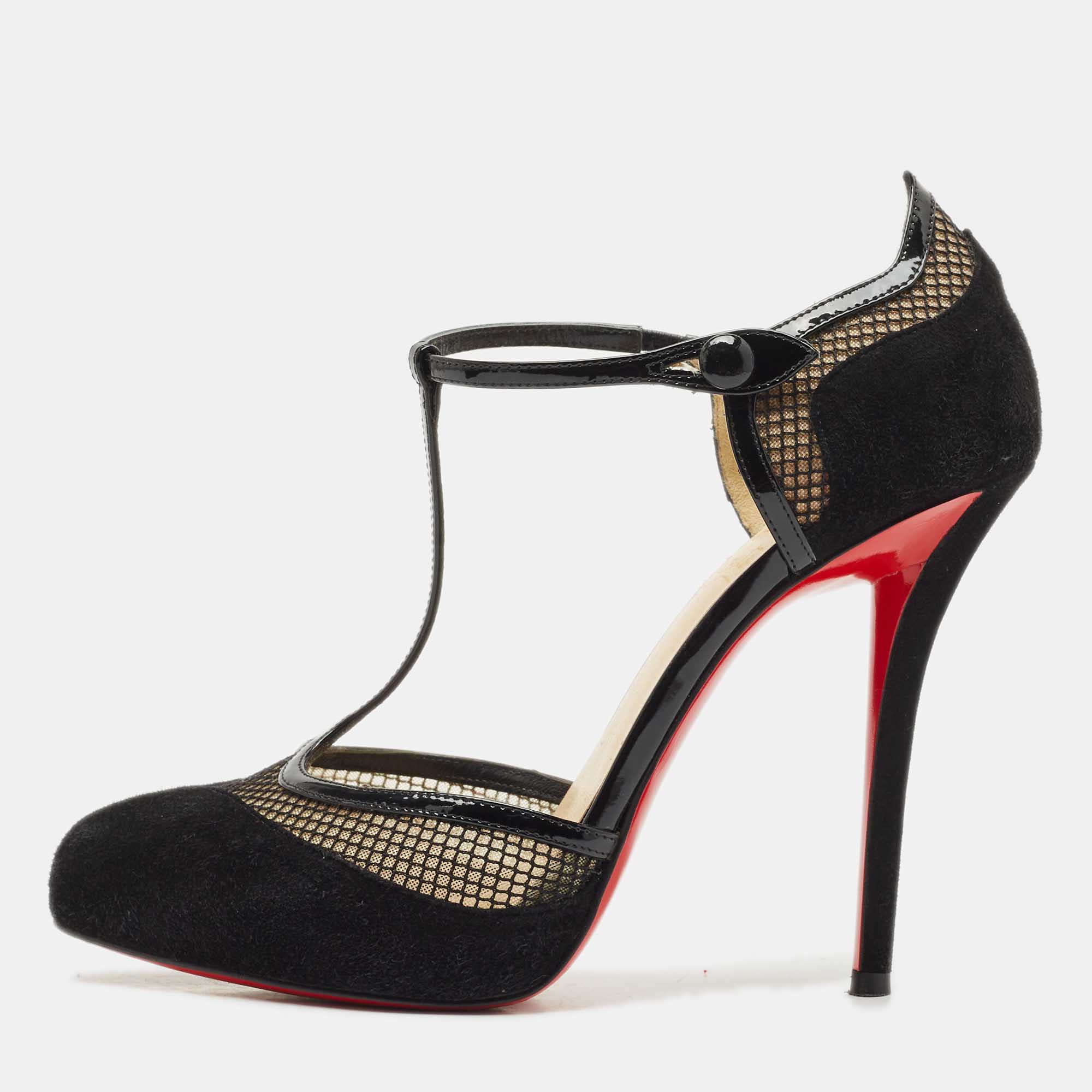 Christian Louboutin Black Suede and Mesh Mrs.Early T-Strap Sandals Size
Christian Louboutin Black Suede and Mesh Mrs.Early T-Strap Sandals Size