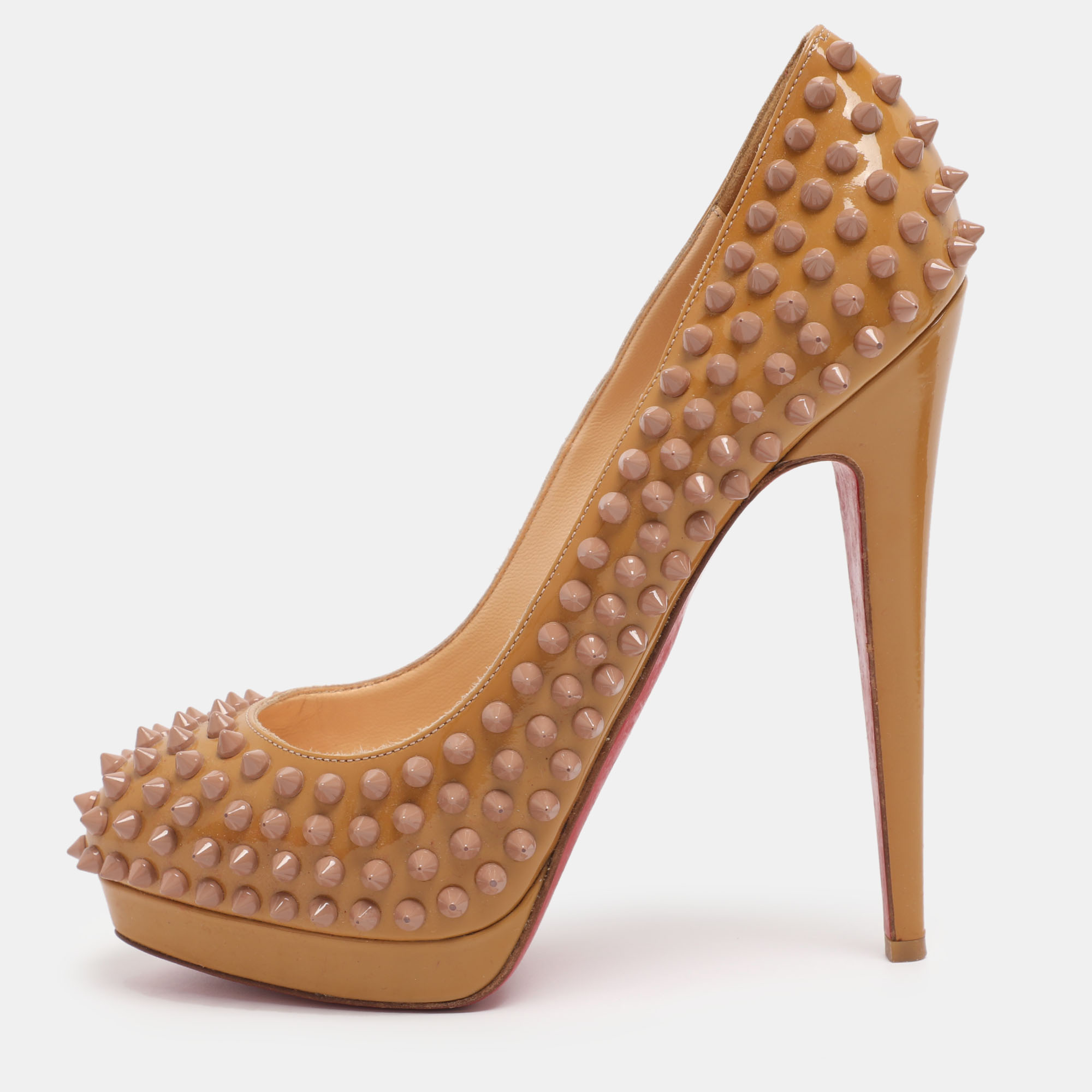Christian Louboutin Beige Patent Leather Alti Spiked Platform Pumps Size 39 - Christian Louboutin - Modalova