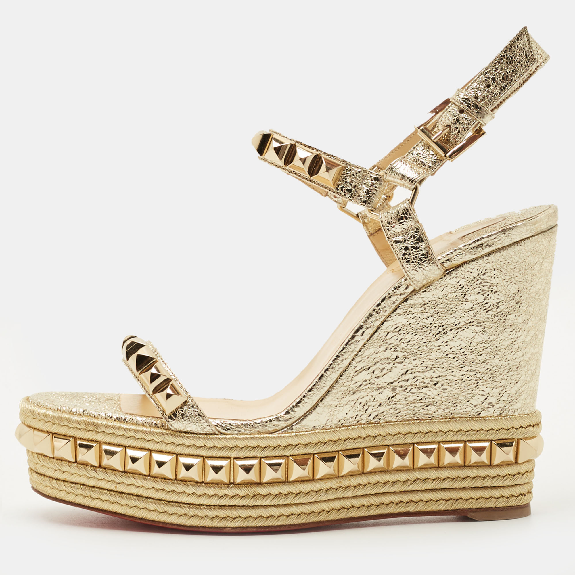 Christian Louboutin Gold Leather Cataclou Wedge Sandals Size 40 - Christian Louboutin - Modalova