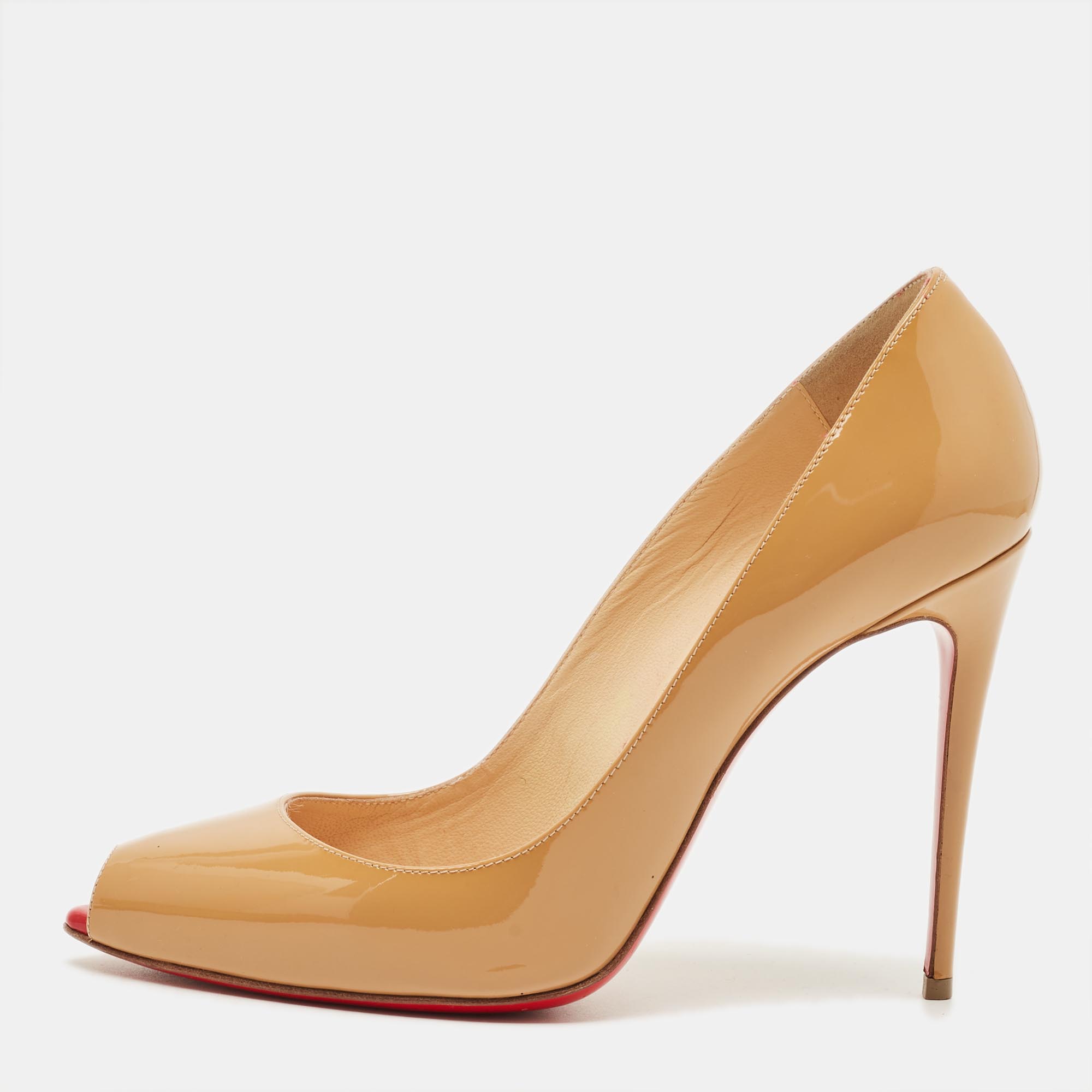 Christian Louboutin Size Beige Patent Leather Peep Toe Pumps
Christian Louboutin Size Beige Patent Leather Peep Toe Pumps