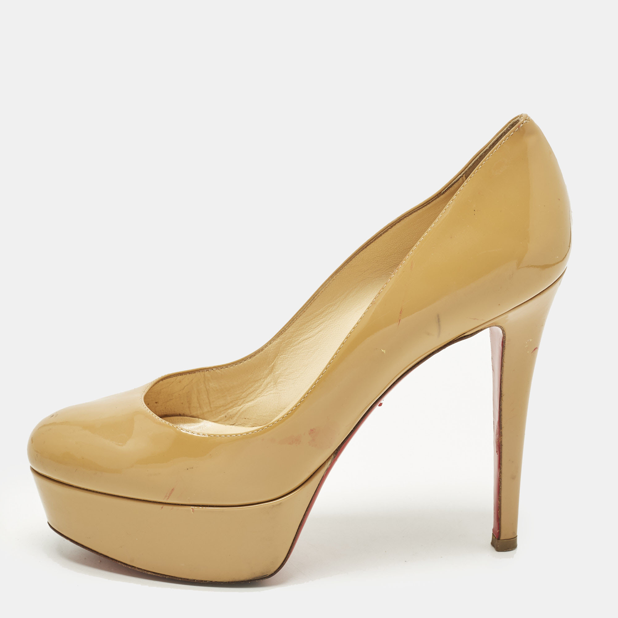 Christian Louboutin Bianca Size Beige Patent Leather Platform Pumps
Christian Louboutin Bianca Size Beige Patent Leather Platform Pumps
