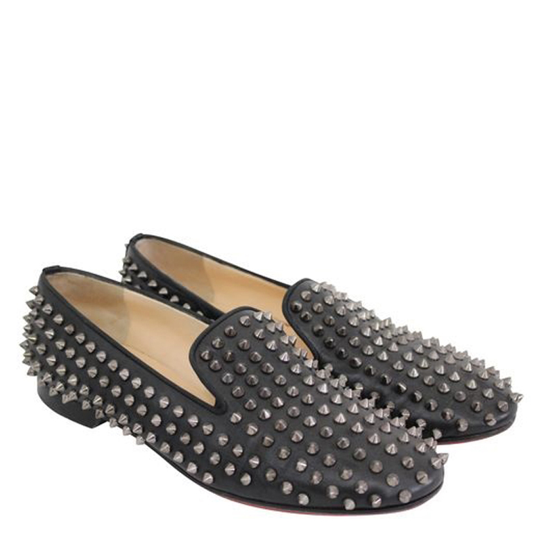 

Christian Louboutin Black Leather Rolling Spikes Loafer Size