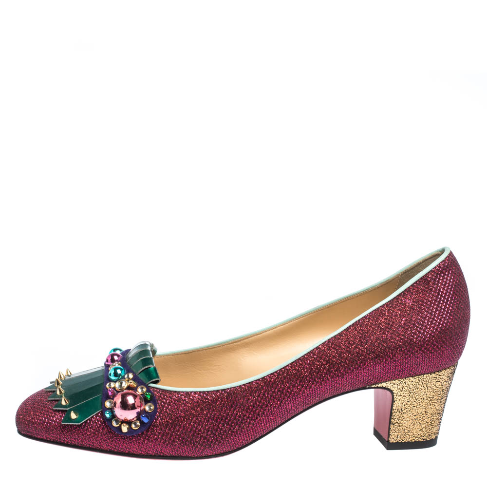 Christian Louboutin Pink/Green Glitter Fabric And Patent Oaxacana Pumps Size
Christian Louboutin Pink/Green Glitter Fabric And Patent Oaxacana Pumps Size