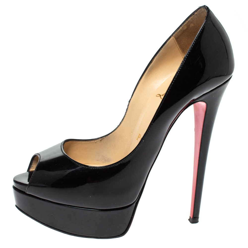 Christian Louboutin Black Patent Leather Lady Peep Toe Platform Pumps Size
Christian Louboutin Black Patent Leather Lady Peep Toe Platform Pumps Size