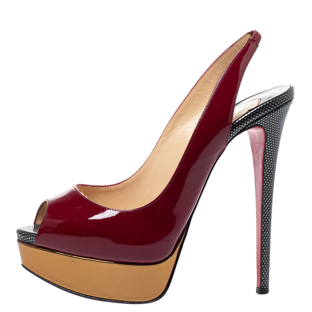 Christian Louboutin Tricolor Patent Leather Lady Peep Toe Platform Slingback Sandals Size, Multicolor
Christian Louboutin Tricolor Patent Leather Lady Peep Toe Platform Slingback Sandals Size, Multicolor