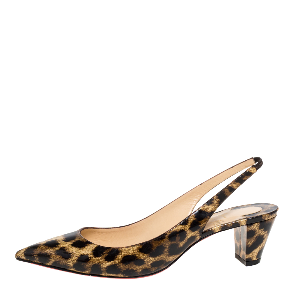Christian Louboutin Beige Leopard Print Patent Leather Slingback Pumps Size 38
Christian Louboutin Beige Leopard Print Patent Leather Slingback Pumps Size 38