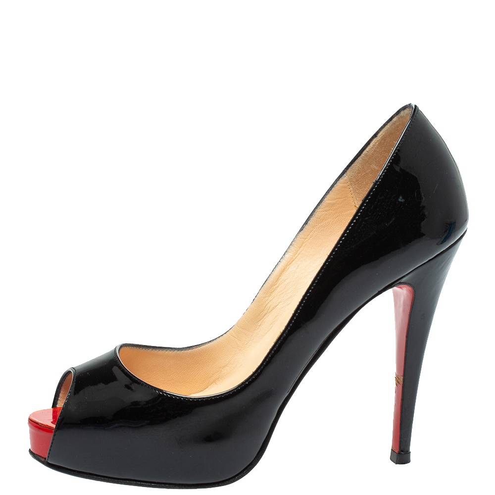 Christian Louboutin Black Patent Leather Very Prive Platform Peep Toe Pumps Size
Christian Louboutin Black Patent Leather Very Prive Platform Peep Toe Pumps Size