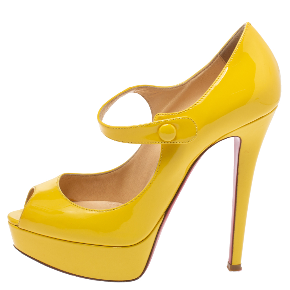 Christian Louboutin Yellow Patent Leather Vendome Mary Platform Peep Toe Pumps Size
Christian Louboutin Yellow Patent Leather Vendome Mary Platform Peep Toe Pumps Size
