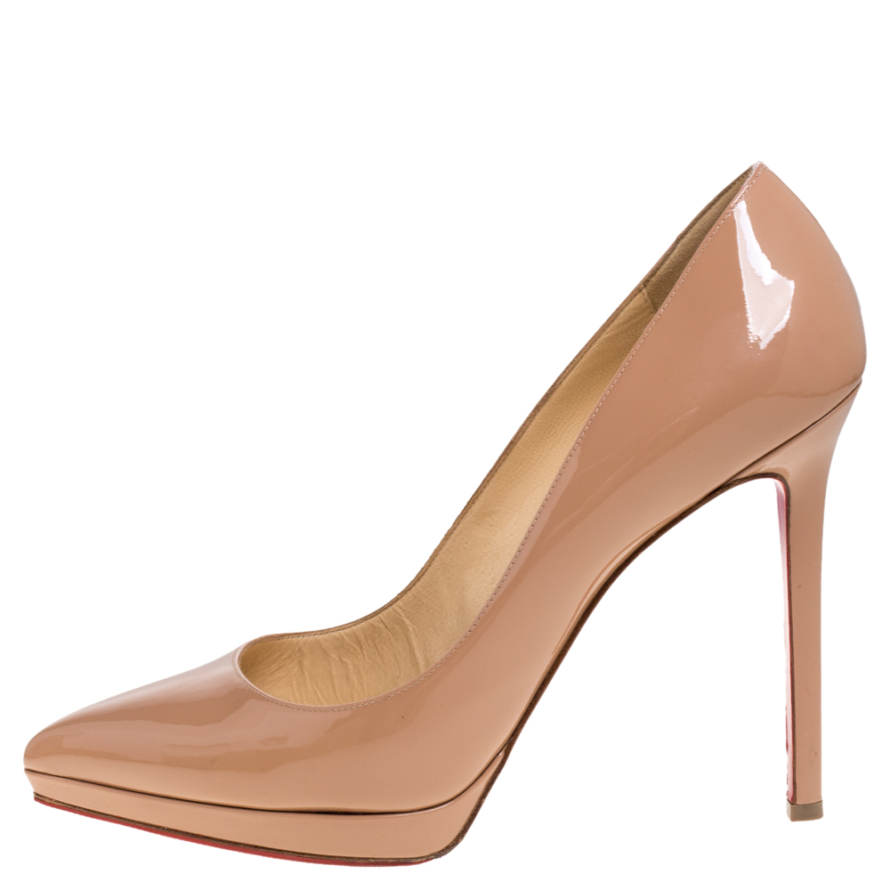 Christian Louboutin Beige Patent Leather Pigalle Plato Pumps Size 
Christian Louboutin Beige Patent Leather Pigalle Plato Pumps Size