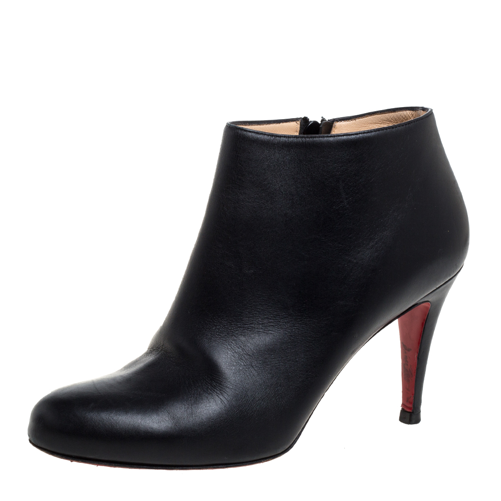 Image of Christian Louboutin Black Leather Belle Ankle Boots Size