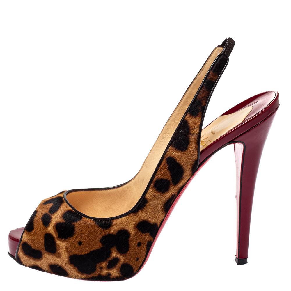 Christian Louboutin Leopard Print Pony Hair Peep Toe Slingback Sandals Size, Brown
Christian Louboutin Leopard Print Pony Hair Peep Toe Slingback Sandals Size, Brown