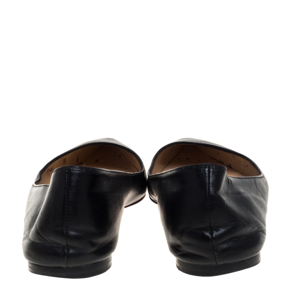 Christian Louboutin Black Leather Ballalla Pointed Toe Flats Size 37