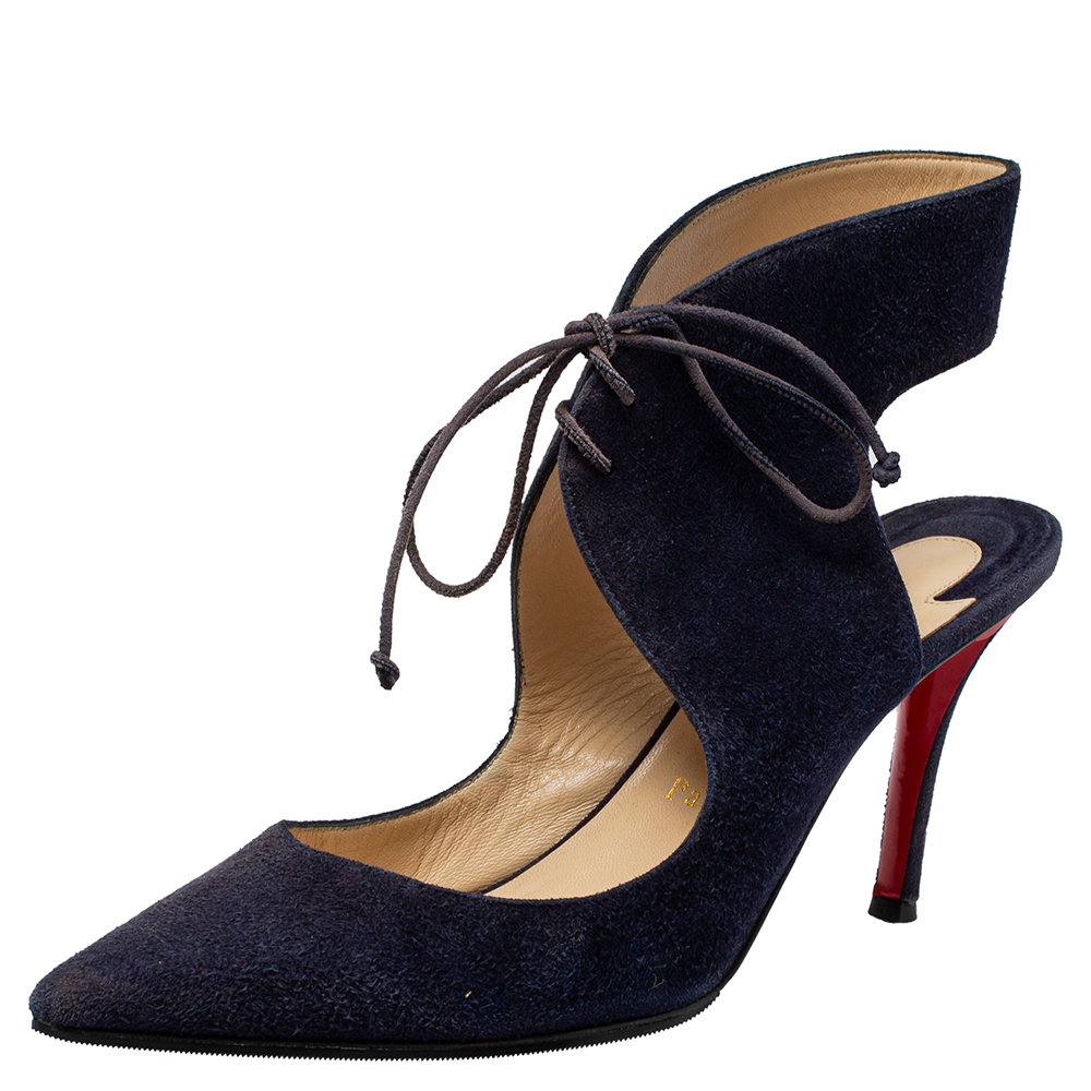 Christian Louboutin Purple Suede France Pointed Toe Pumps Size 38.5