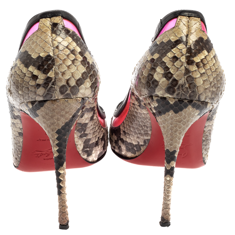 Christian Louboutin Two Tone Python And PVC Paulina Pointed Toe Pumps Size 40