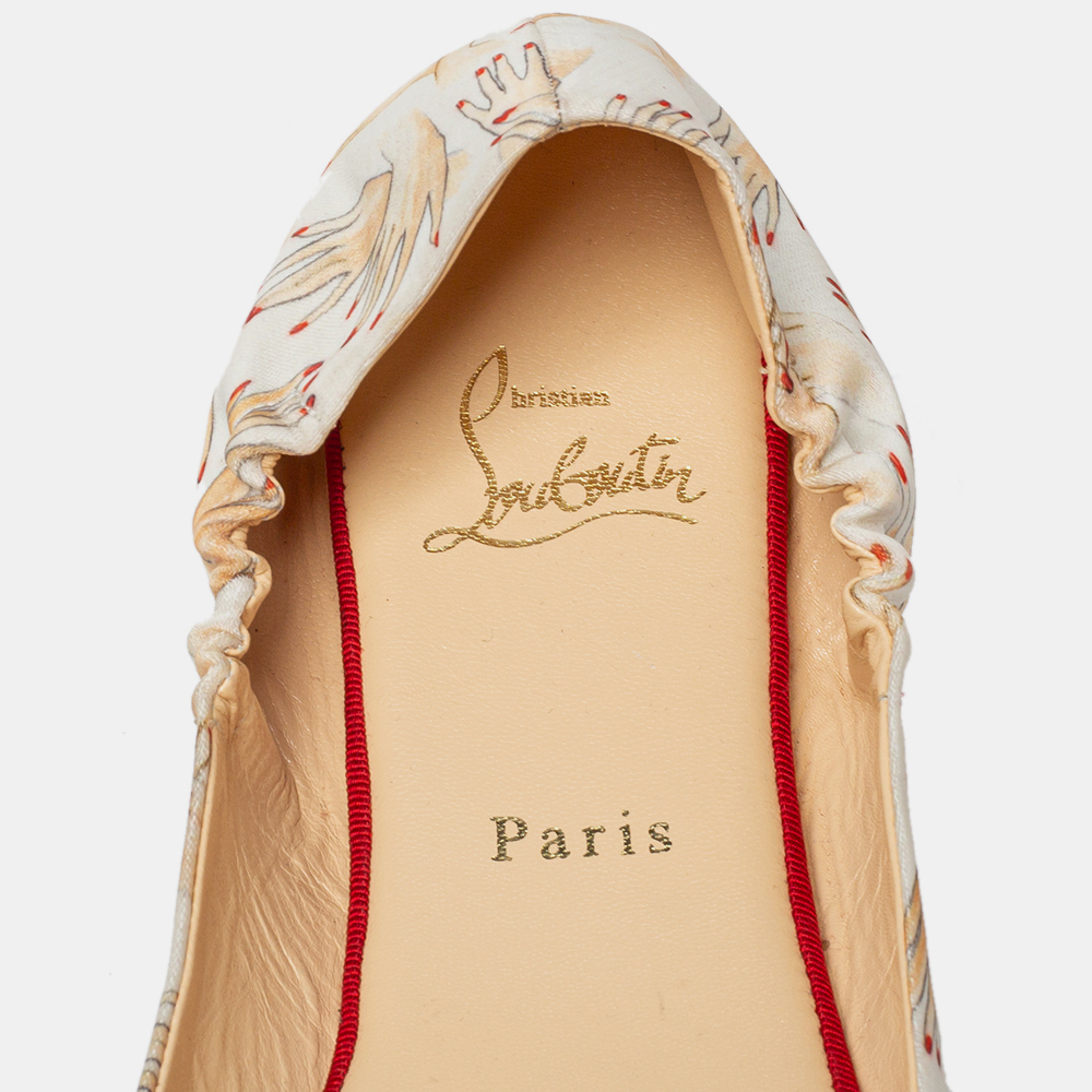 Christian Louboutin Multicolor Satin Air Beauty Scrunch Ballet Flats Size 39