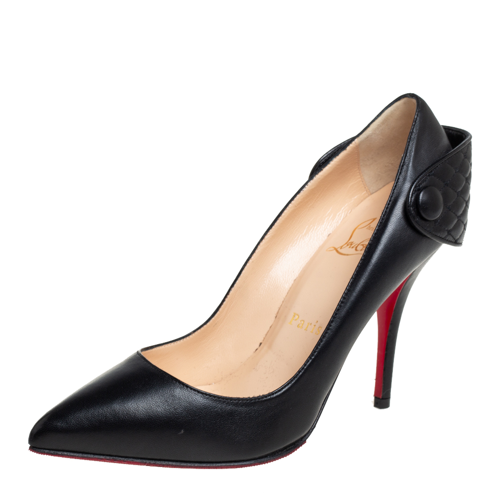 Christian Louboutin Black Quilted Leather Pointed Toe Pumps Size 36